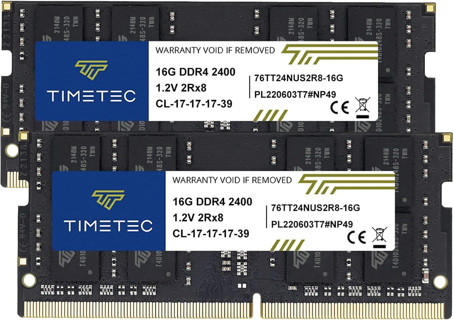 Timetec 32GB KIT (2x16GB) DDR4 2400MHz (PC4-2400T) PC4-19200 SODIMM Laptop RAM – 260-Pin 1.2V CL17 Non-ECC Unbuffered Memory Module for Laptop, Notebook, Mini PC, All-in-One