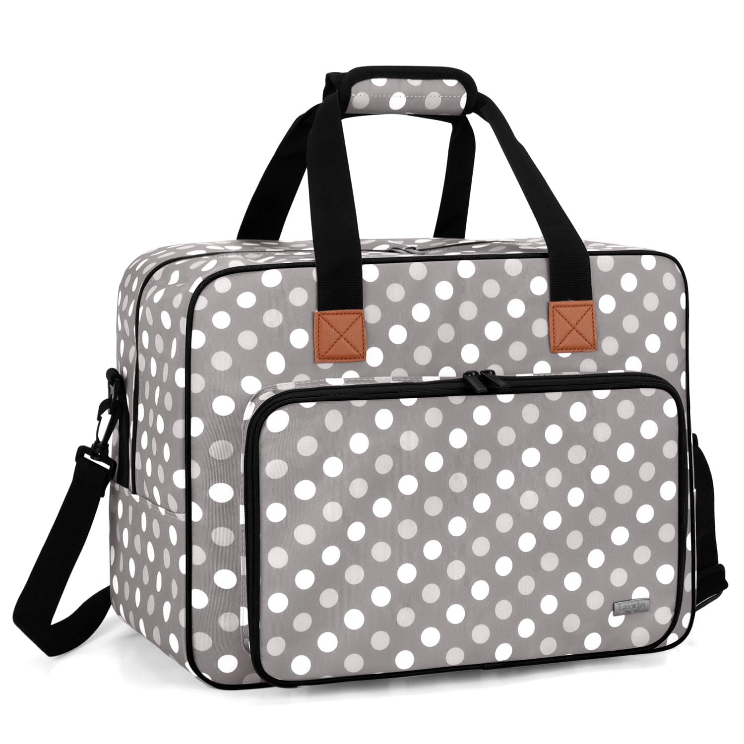 Sewing Machine Bag, Portable Tote Bag Compatible with Most Brother, Singer Sewing Machines and Extra Sewing Accessories, Gray Dots