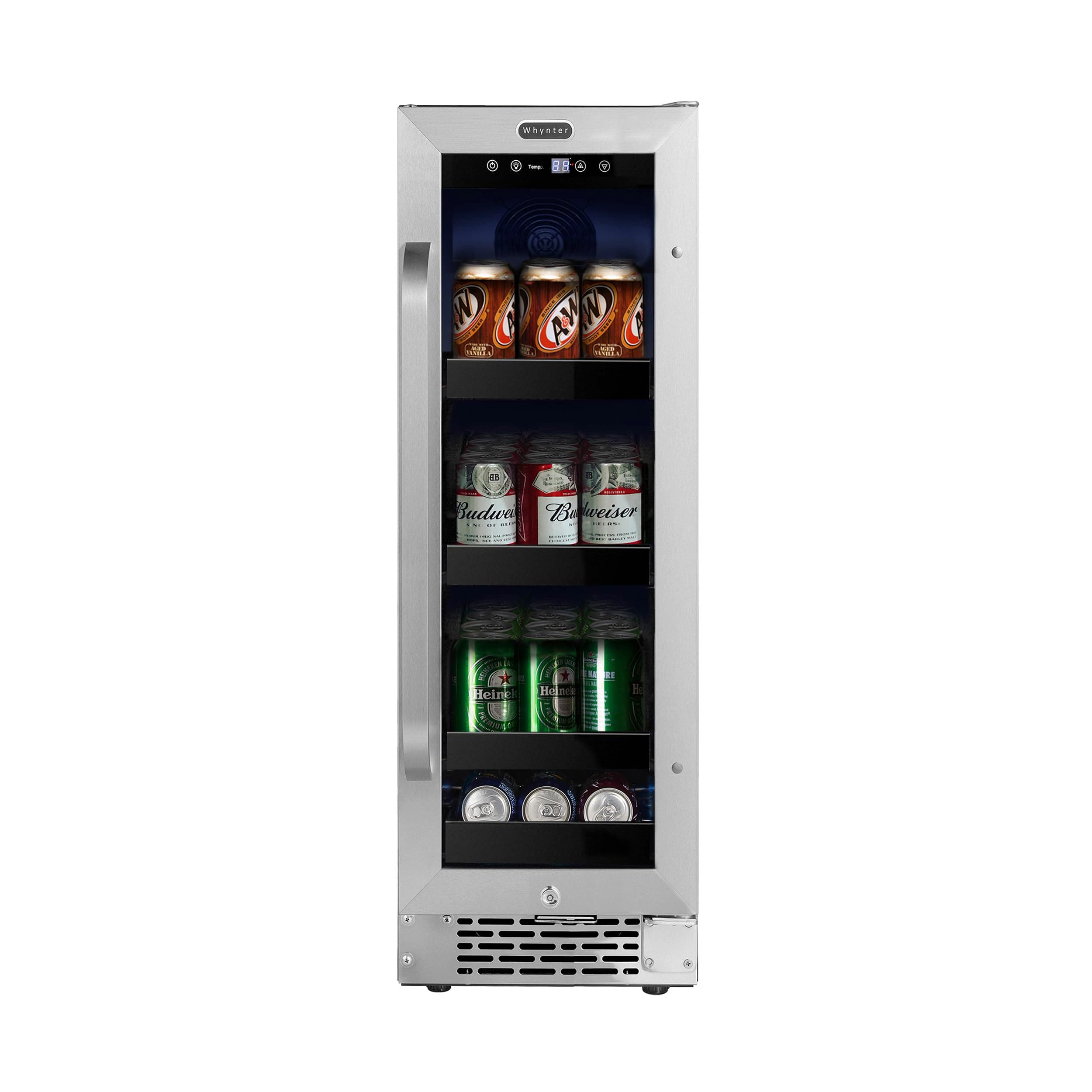 Whynter BBR-638SB Built-in Under Counter 12 inch Beverage Refrigerator and Cooler, Fridge with Glass Door, 2.0 Cubic Feet, Stainless, 75 Capacity