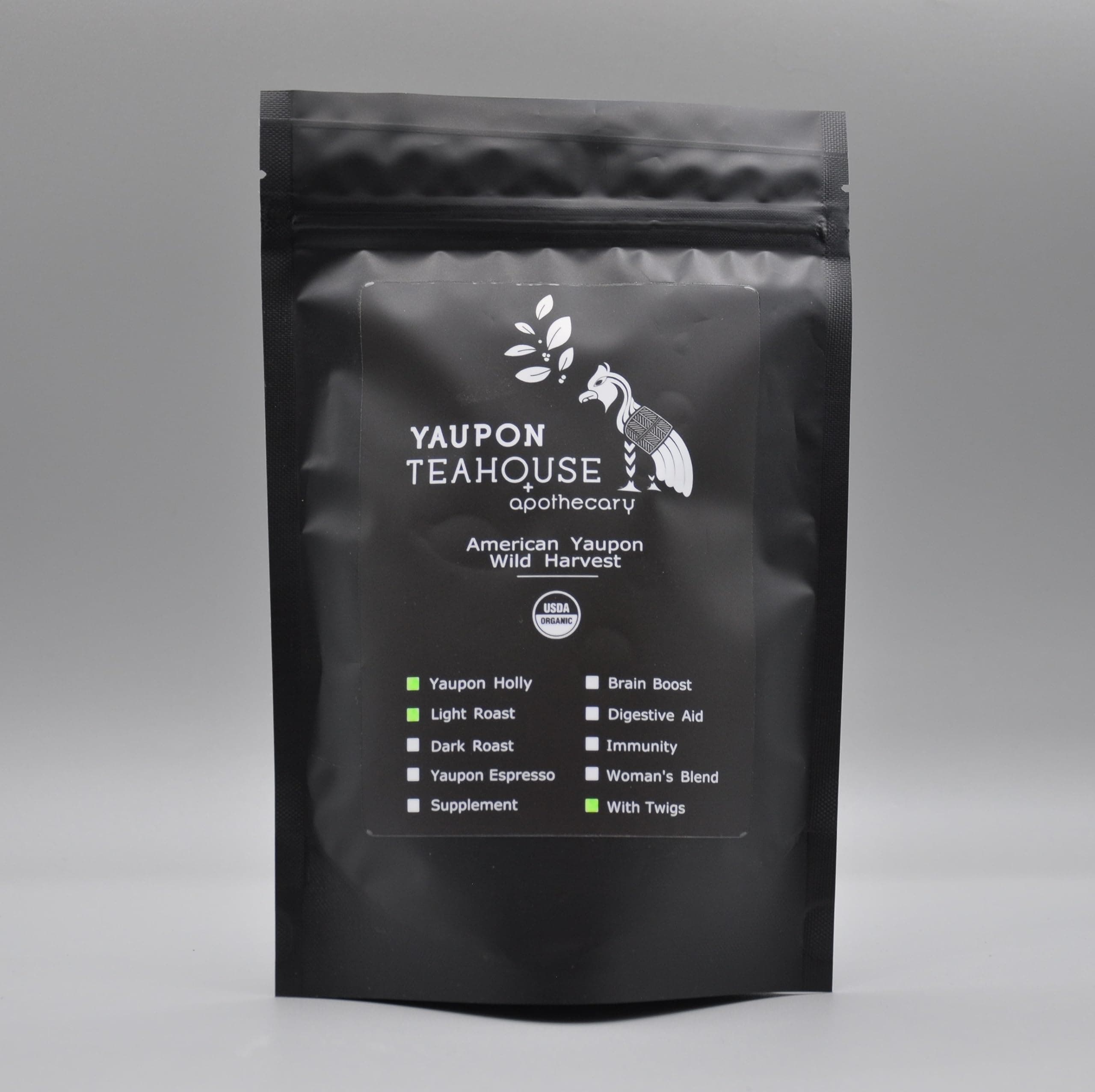 Yaupon Tea Light Roast (Green) - Organic Loose Leaf Tea - All Natural Jitter-Free Caffeine - 3.5 oz (100 grams) Bulk