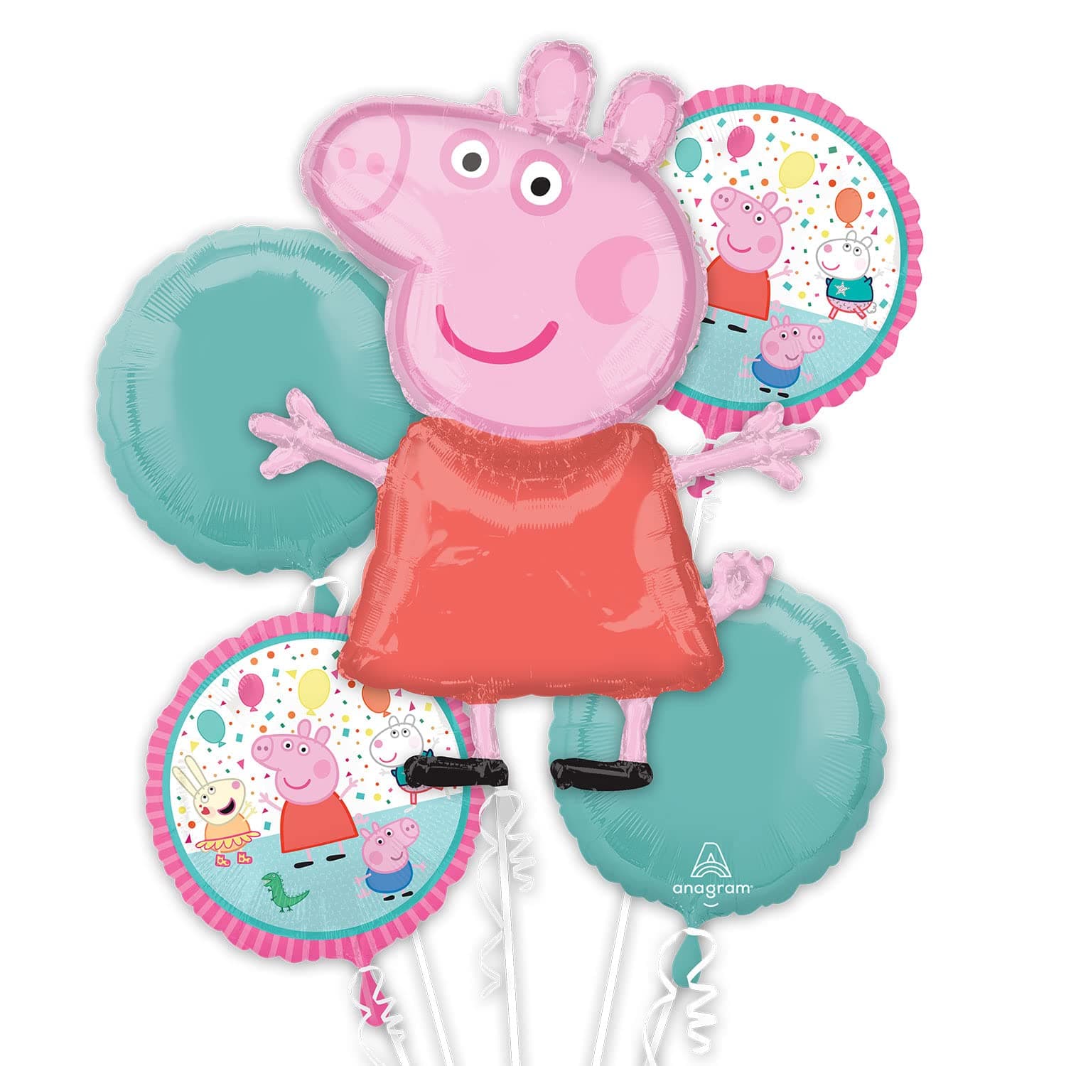 Anagram 4154101 Peppa Pig Bouquet Party Balloon Bouquet, 0, Multicolor, Pack of 1