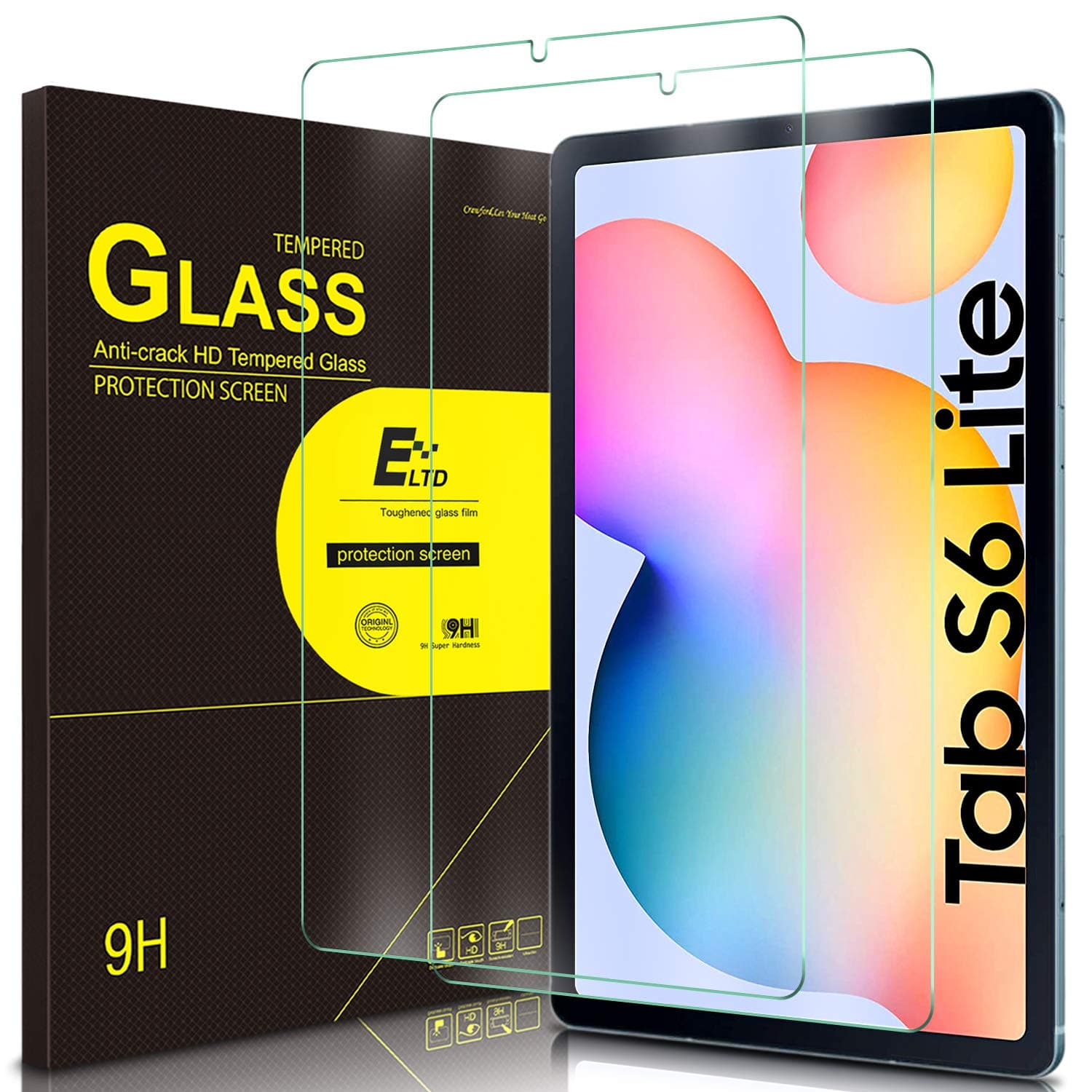 ELTD (2Pack) Screen Protector for Samsung Galaxy Tab S6 lite 10.4 inch HD Tempered Glass/Easy Installation Screen Protector for The New Samsung Galaxy Tab S6 lite 10.4 inch 2020 Release Tablet