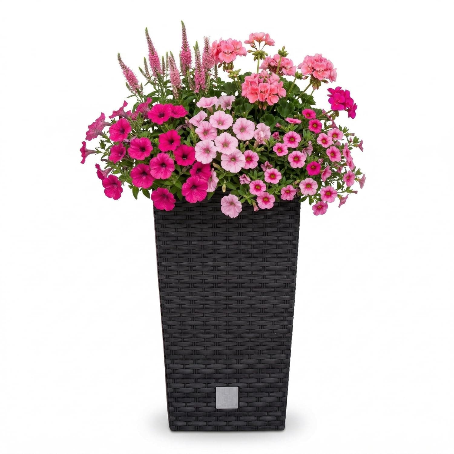 Prosper Plast DRTS265-S433 26.5 x 26.5 x 50 cm "Rato" Square Flowerpot - Anthracite