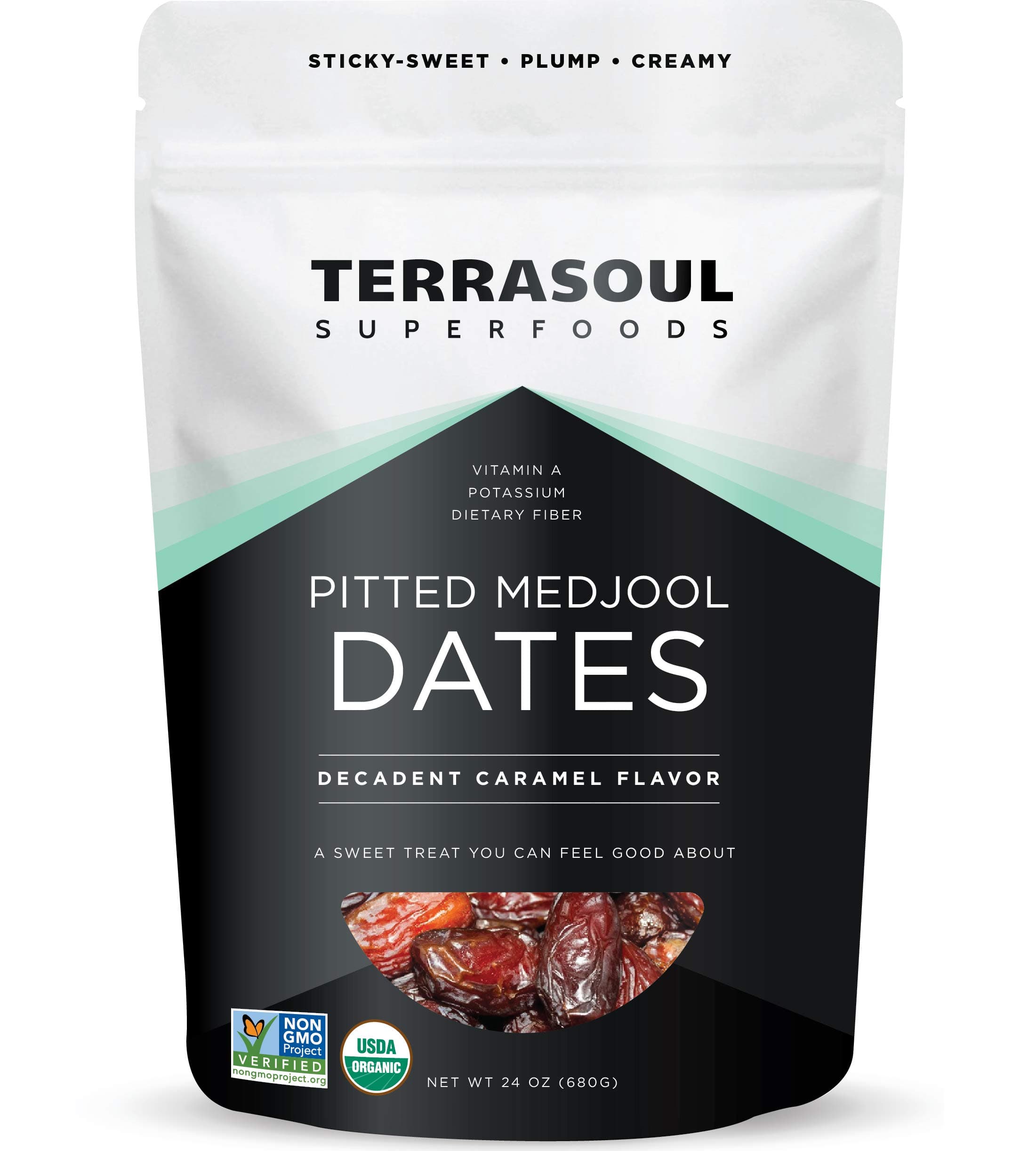 Terrasoul Superfoods Organic Pitted Medjool Dates, 1.5 Lbs - Pits Removed | Soft Chewy Texture | Sweet Caramel Taste