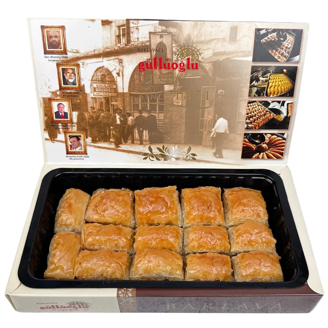 Gulluoglu Turkish Walnut Baklava, 1.1lb - 500 gr, 14 pieces, daily fresh shipment from Istanbul/Turkey