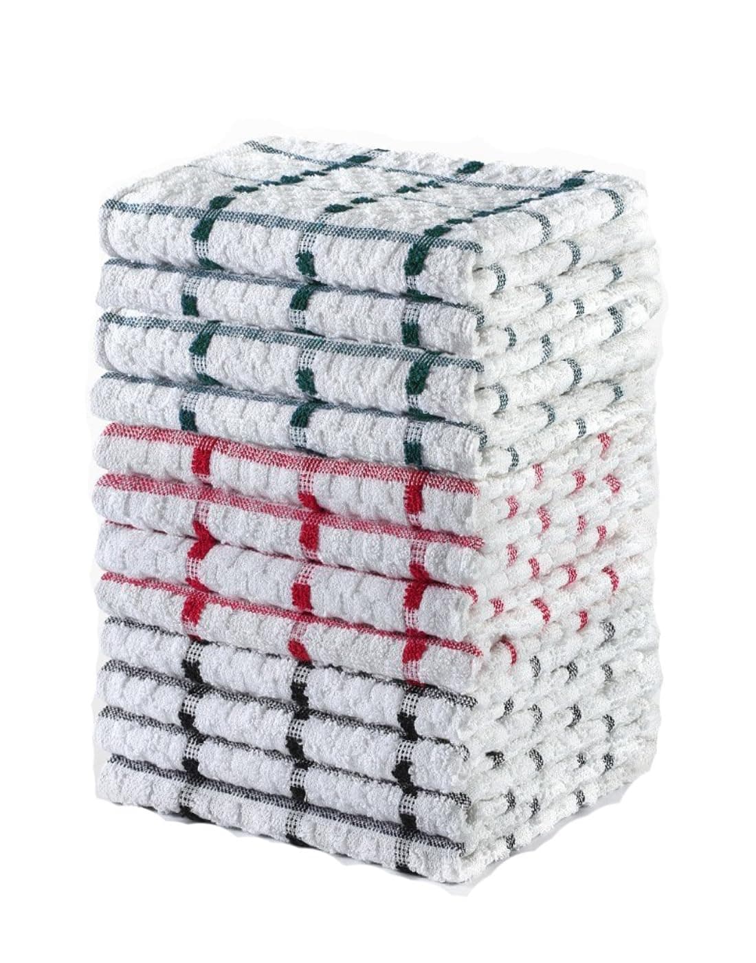 Tea Towels Extra Large 70 X 40 cm Kitchen Towels Set - 100% Cotton Terry Towelling Soft Absorbent Lint Free Kitchen Cloth Dish Towel and Bar Towels Assorted Colors (Pack of 6)