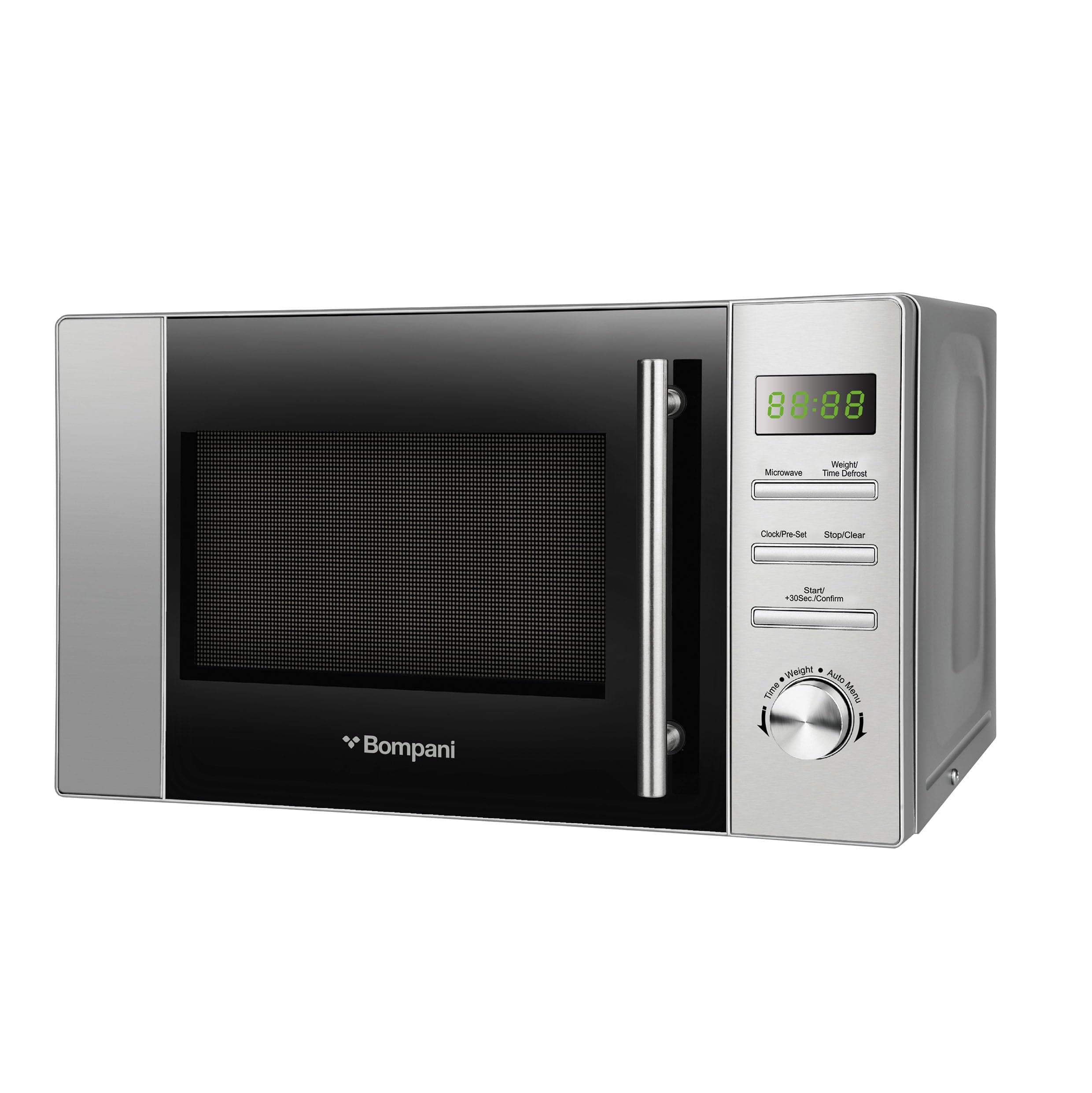 20L Digital Microwave Oven with LED Display & 8 Auto Cooking Menus | 5 Power Levels, Defrost by Weight & Time, Stainless Steel Finish 700W Output Power - BMO20DS