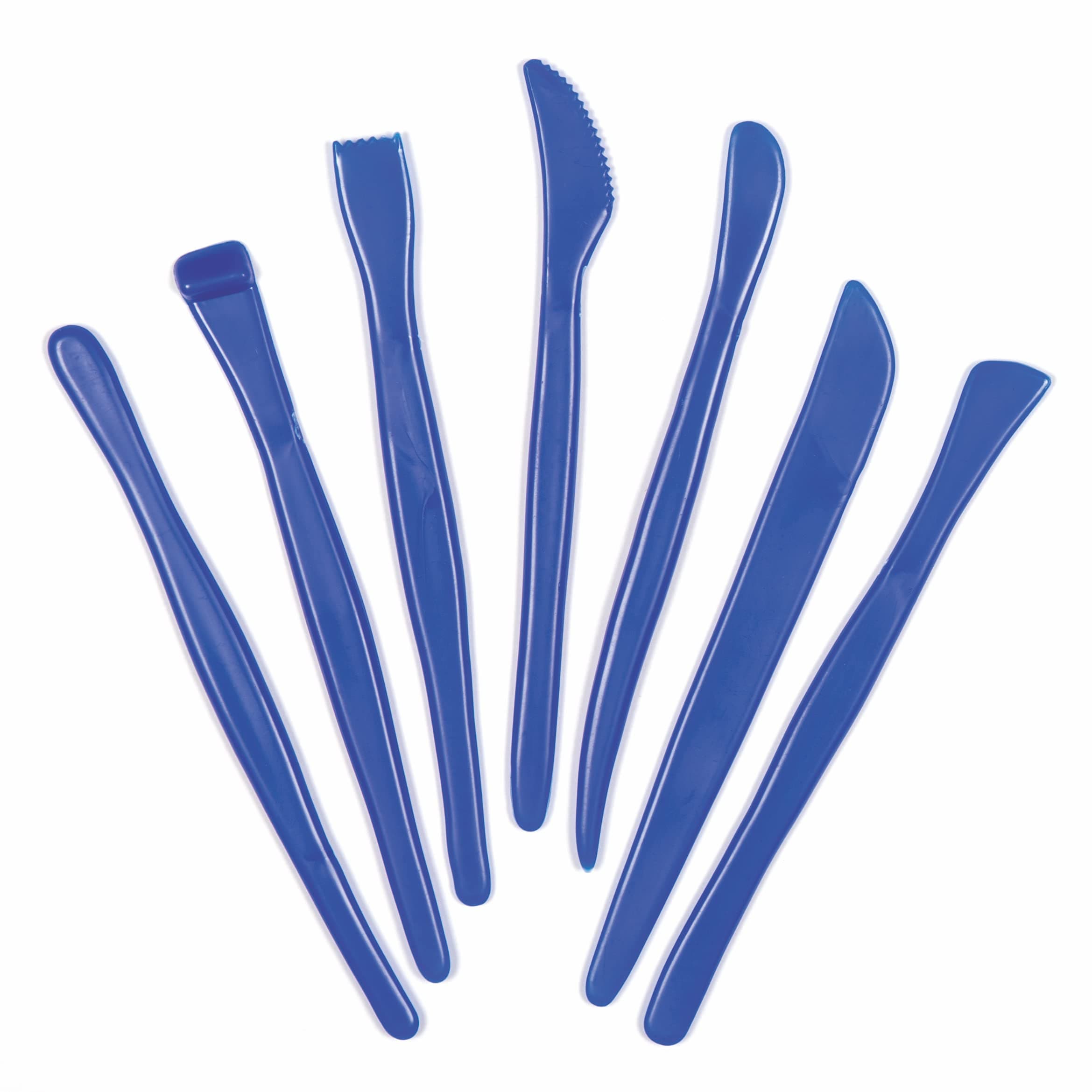 Baker Ross AC443 Plastic Modelling Tools, Perfect for Shaping, Modelling and Cutting Patterns into Clay and Modelling Dough (Pack of 14), Blue