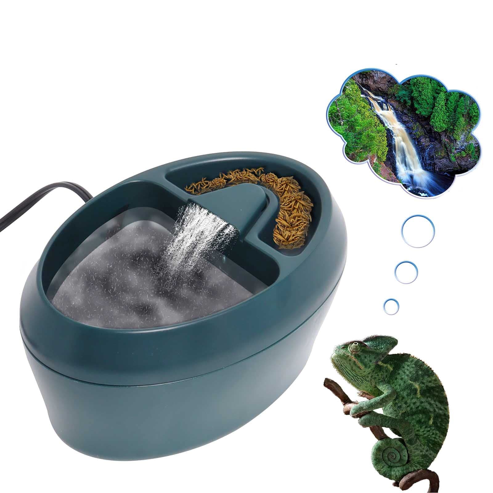 HoqqfReptile Chameleon Waterfall Drinking Fountain, Food Bowl Water Cantina Dripper Feeder, Amphibians Insects Bearded Dragon Gecko Lizard Turtle Frog snake Water Dispenser by