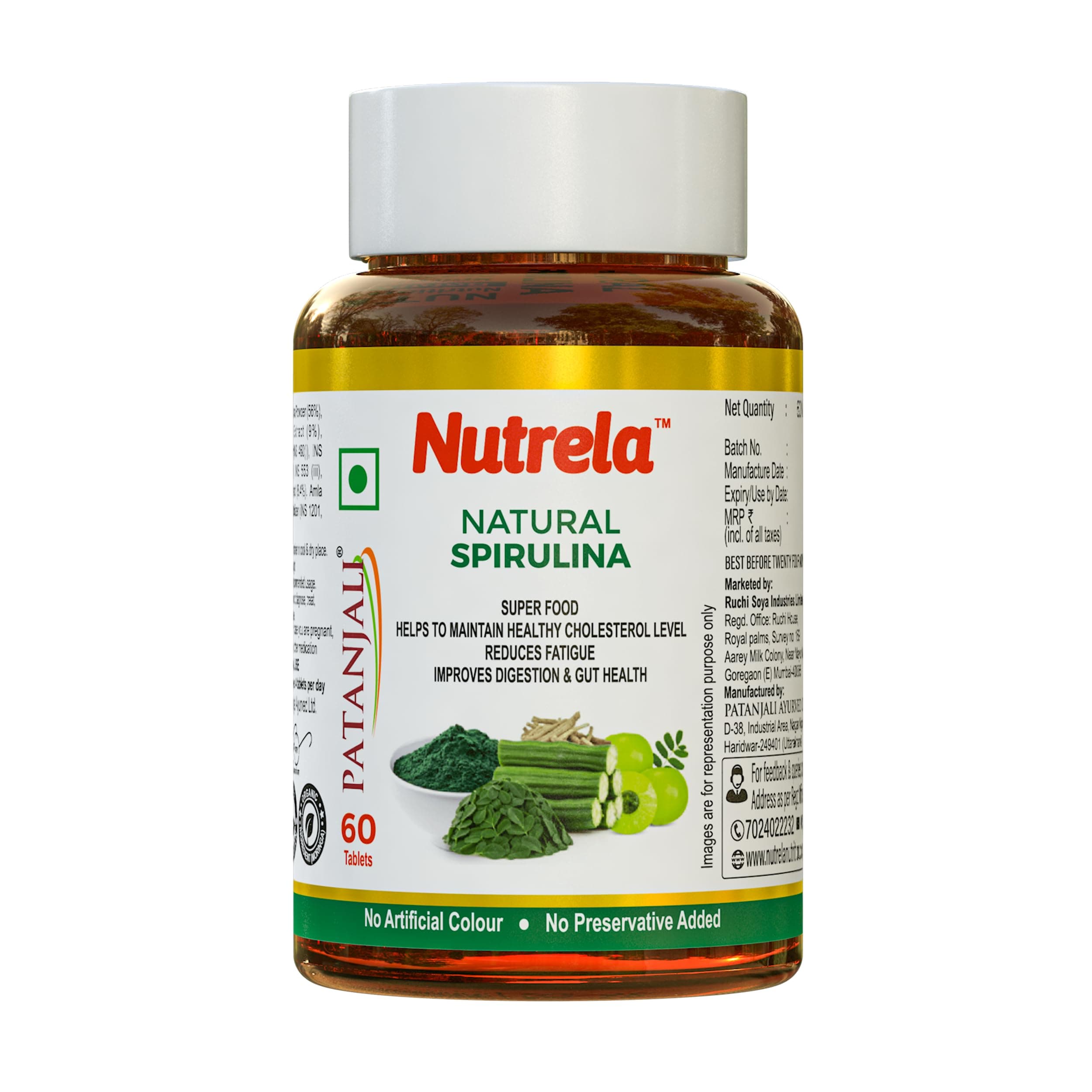 PATANJALI Natural Spirulina 60 Tab - Pack of 1