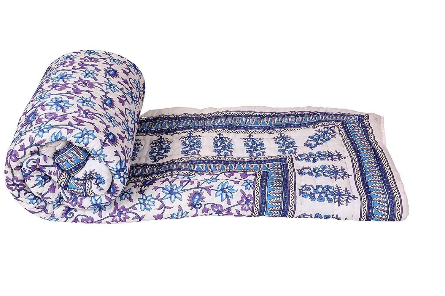 Total Furnishing Jaipuri Hand Block Print Traditional Desgin Double Bed Jaipuri Razai - Quilt Others Multi-Color