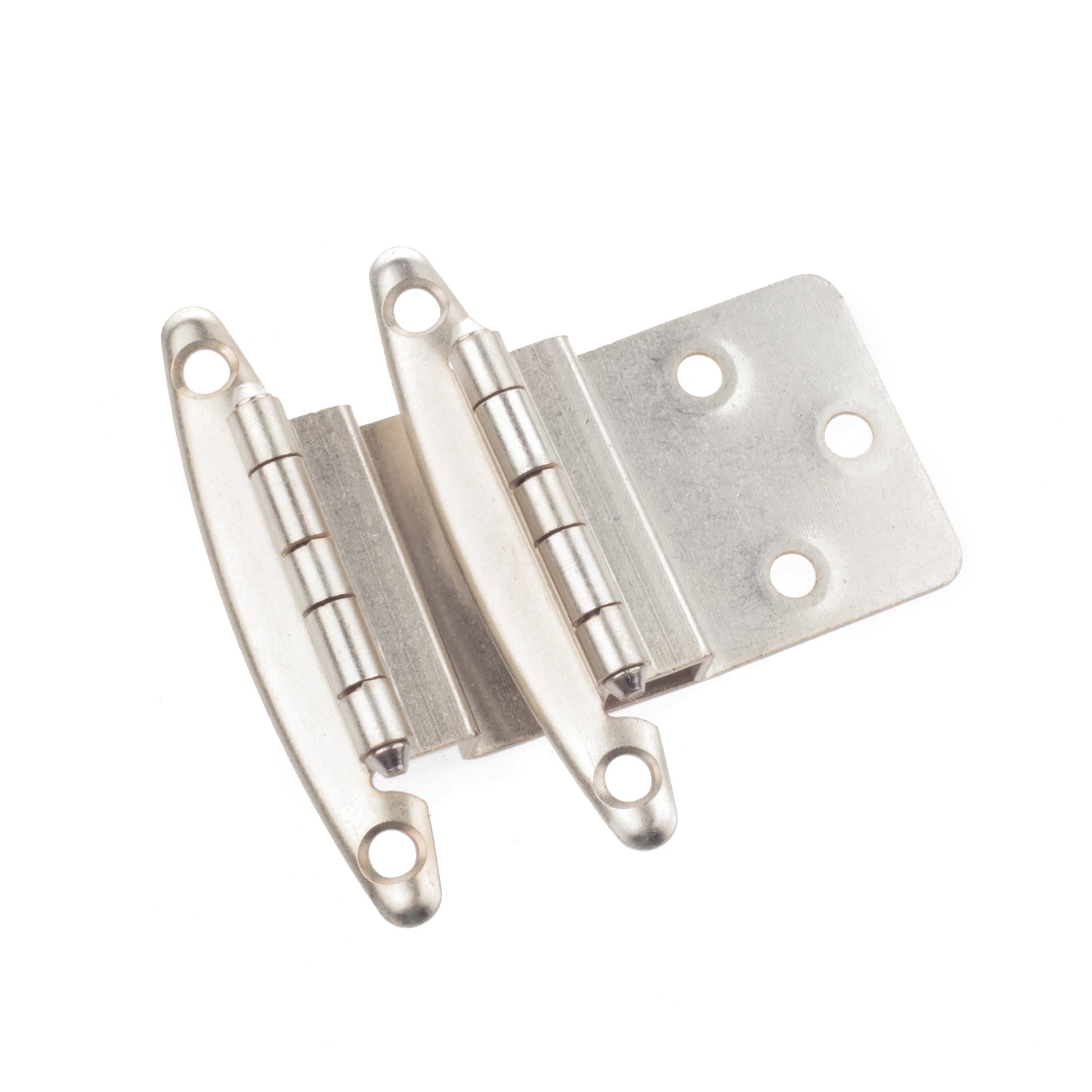 DecoBasics 3/8 Inset Non Self Closing Cabinet Hinge, Satin Nickel - 25 Pack
