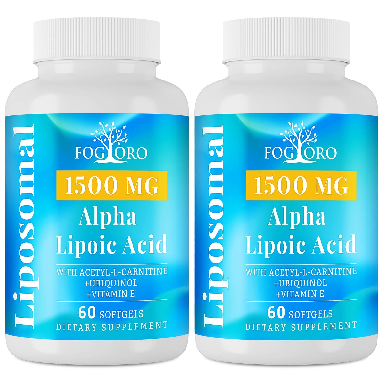 Fogoro Alpha Lipoic Acid 1500 mg-Liposomal ALA Supplement for Cellular Energy Production,Lipid Metabolism,Free Radical Scavenger,120 Softgels