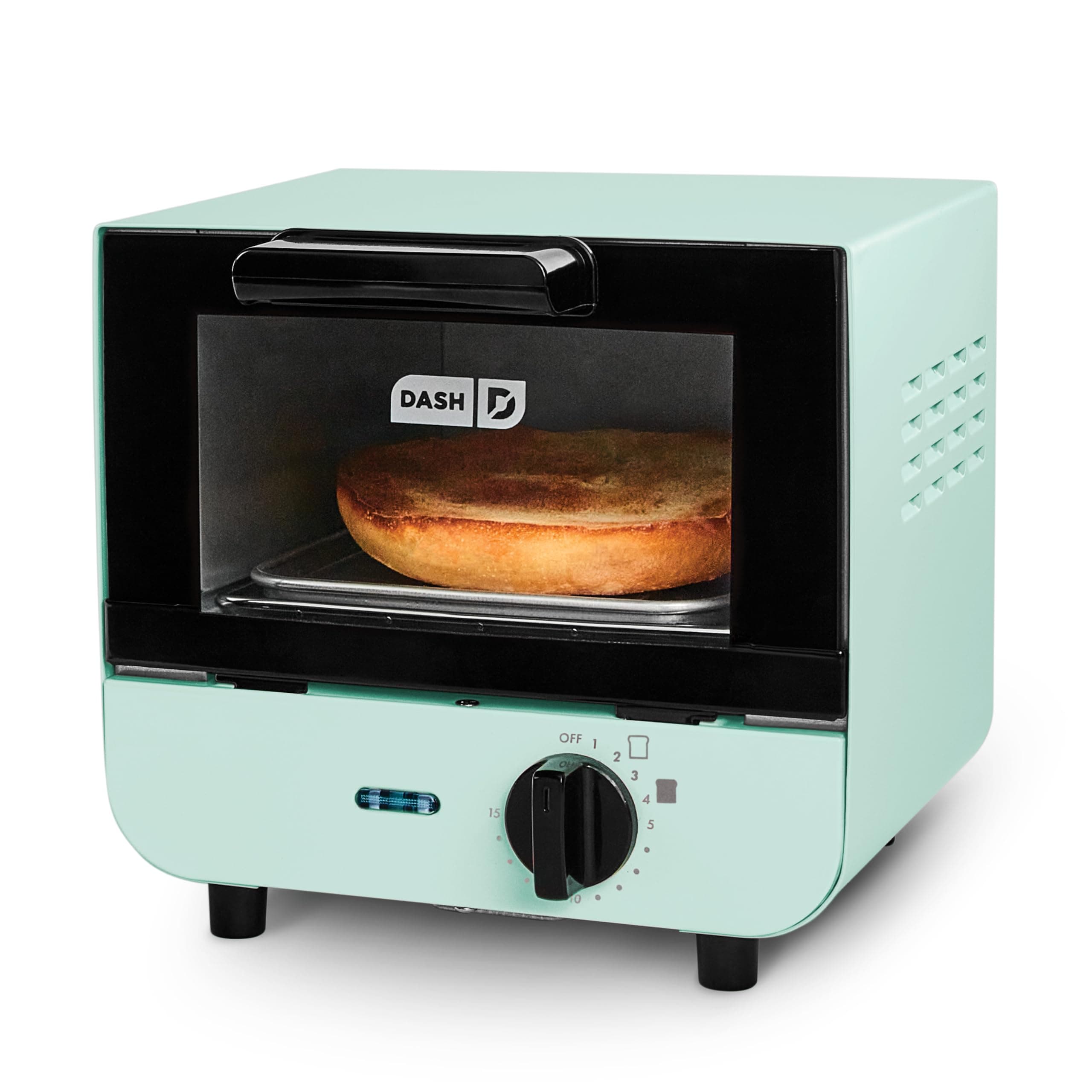 Mini Toaster Oven - Sleek & Stylish - For Creative Homemade Treats - Compact, Space-Saving Design - adjustable temperature dial - Removable Baking Tray - Aqua