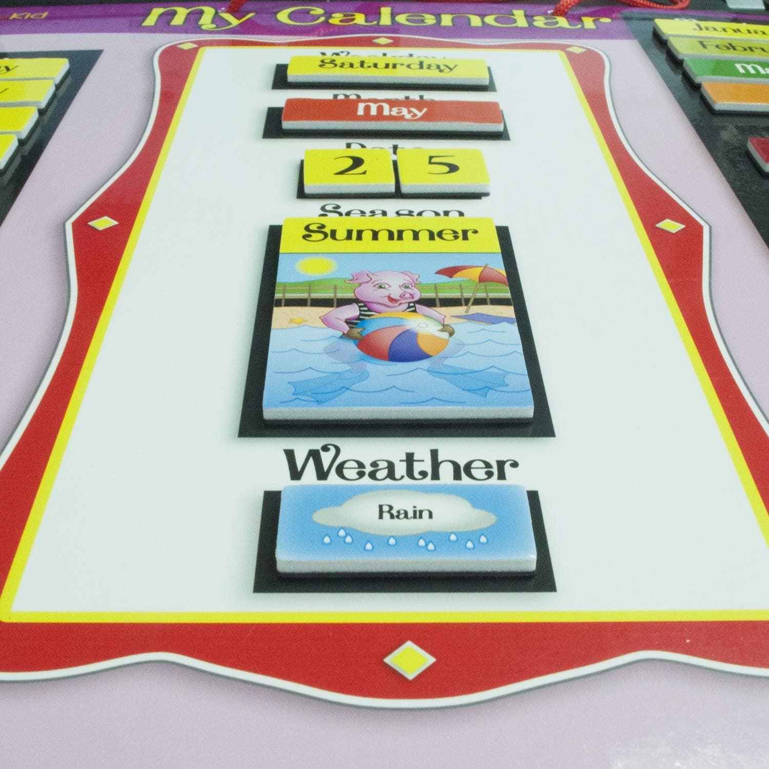 ZazzyKid Magnetic Calendar & Weather Chart for Kids - Preschool Daily Calendar Learning for Days of the Week, Months, Weather & Season