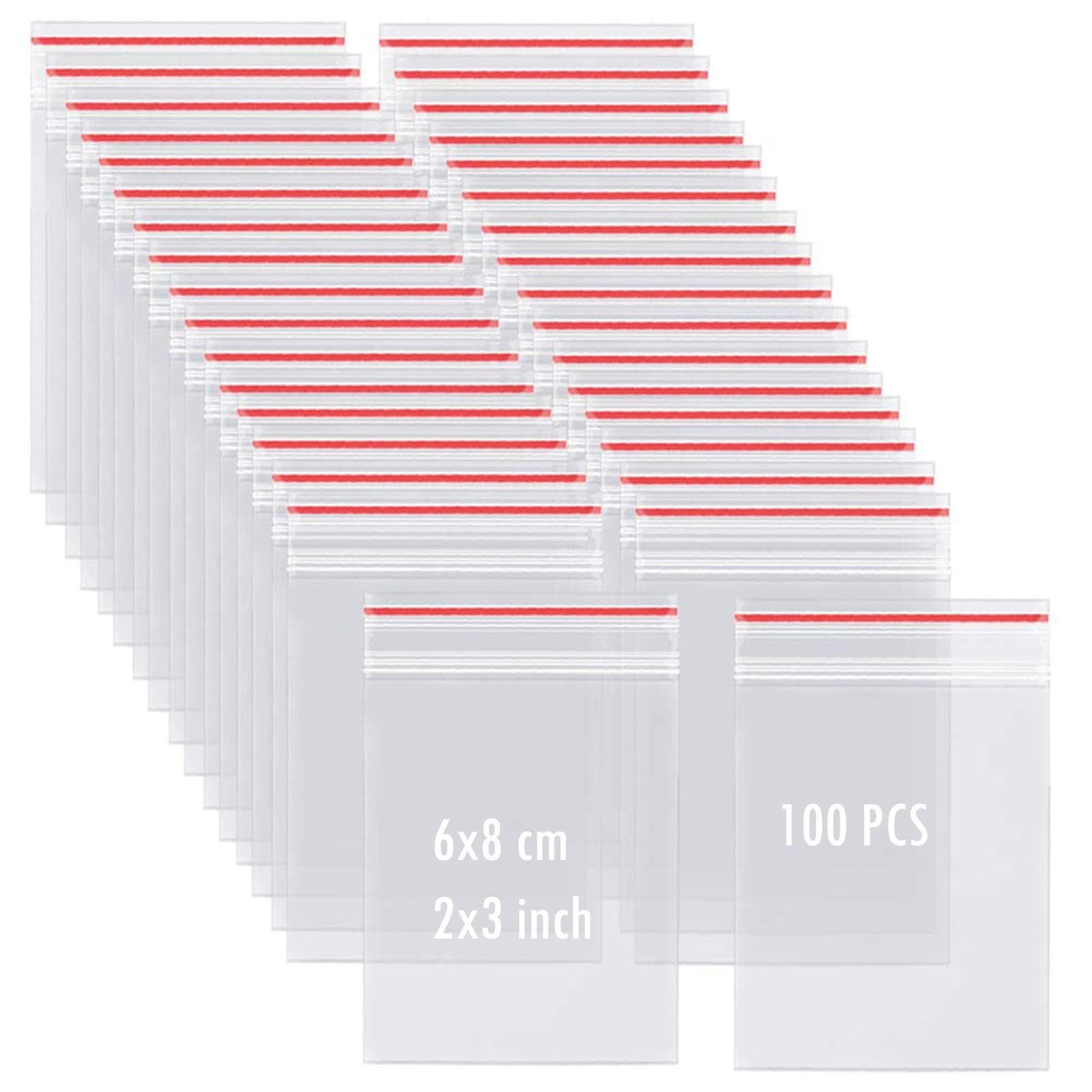 Hengulus Schliersee Small Plastic Resealable Zipper Bags 2"x3",Clear Poly Ziplock Bags,100 Pack 2.3 x 3.1 HGPE6X8