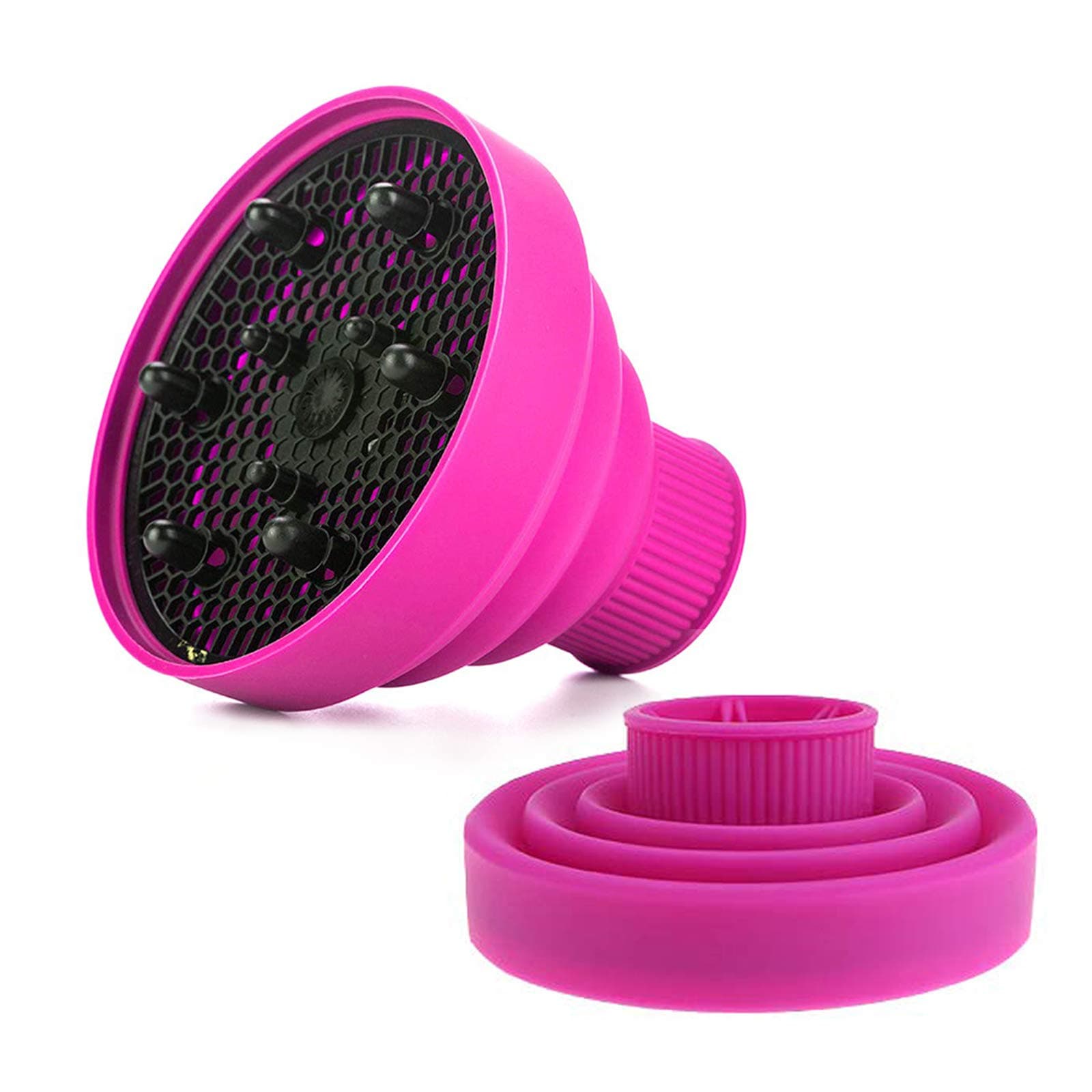 Collapsible Hair Diffuser, Universal Blow Dryer Head Attachment -Travel And Easy Storage-Professional Lightweight Foldable Hairstyling Hairdryer Parts -For Natural Wavy Fine Thick Hair D-1.5 to 1.9"