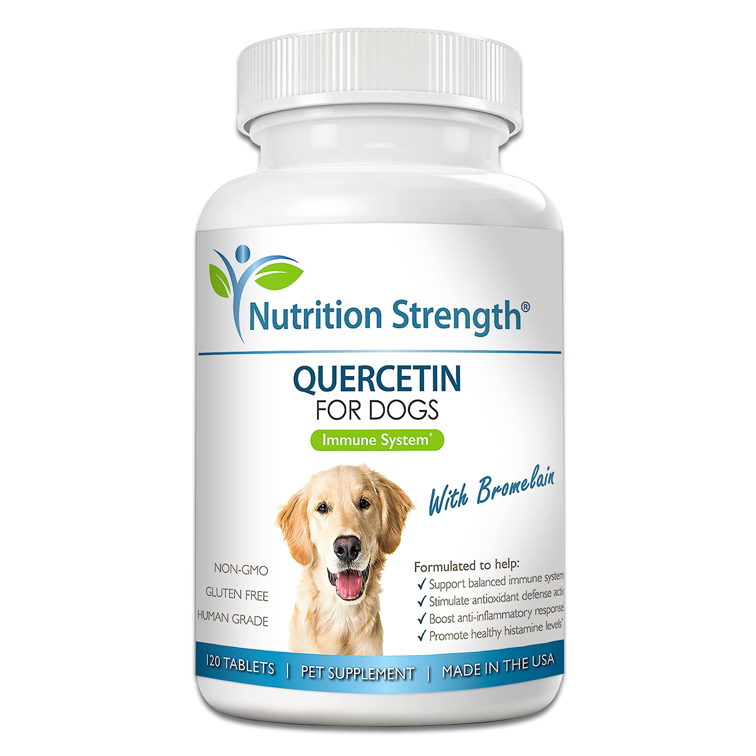 Quercetin for Dogs with Bromelain to Support Balanced Immune System, Promote Inflammatory Relief & Antioxidant Activity, Quercetin for Dog Allergies, 120 Chewable Tablets
