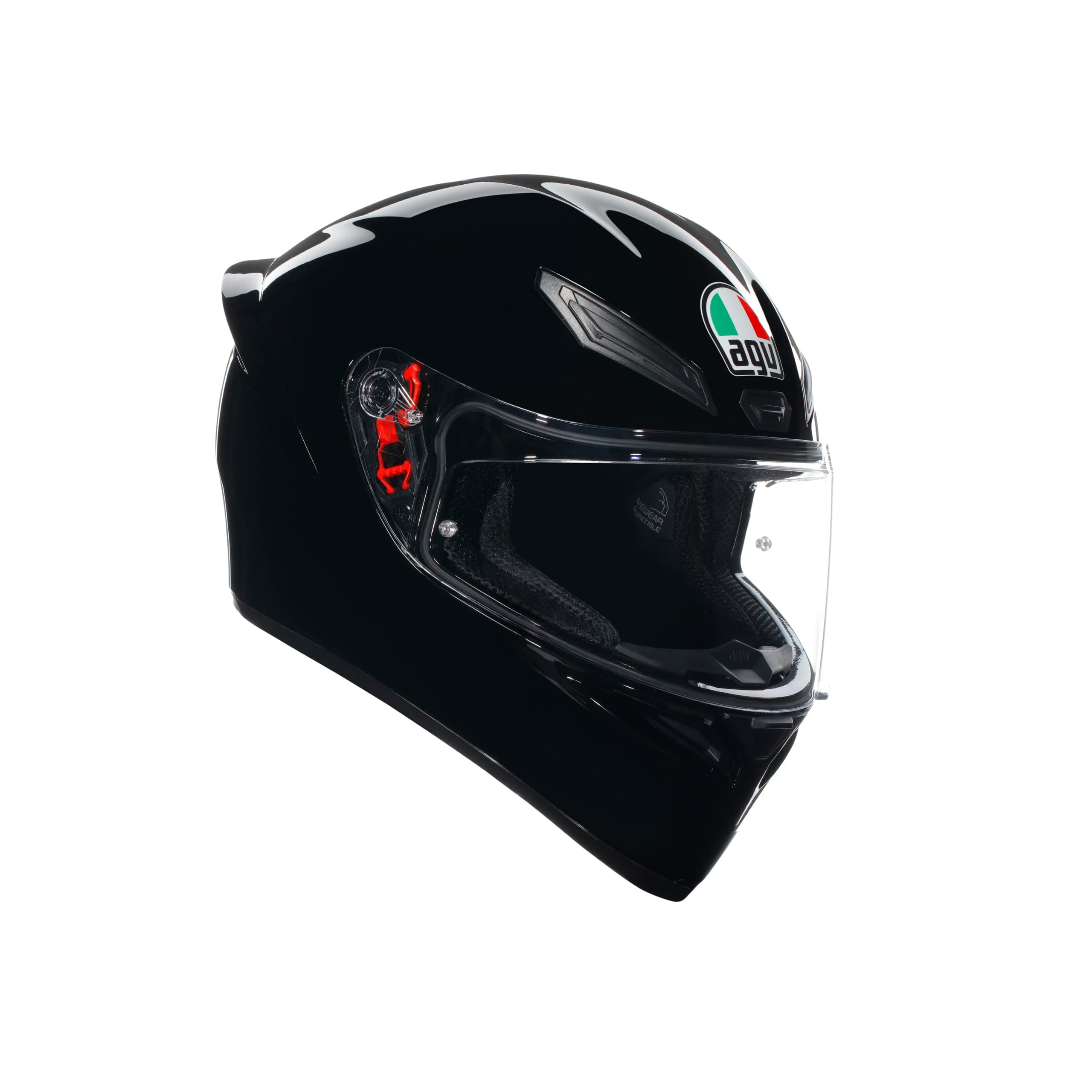 K1 S E2206 Motorcycle Helmet, Men's ECE Full Visor Motorcycle Helmet, Racing Style with Aerodynamic Spoiler, Scratch-Resistant Visor, 190° Field of View, with Intercom Ready