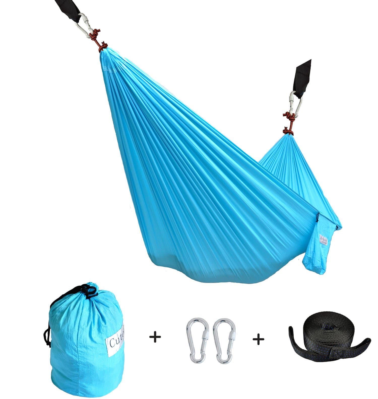 Trading Single Nest Parachute Nylon Fabric Hammock with Tree Straps;Color: Sky Blue