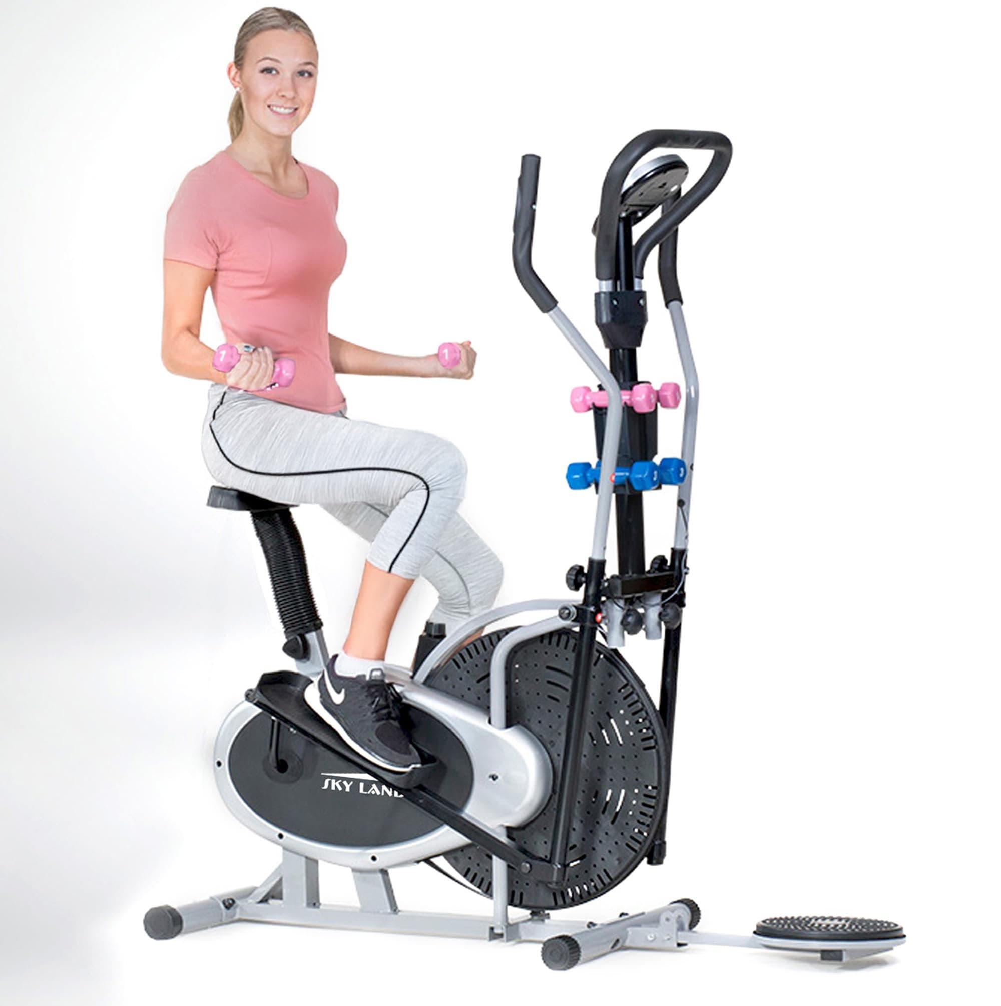 Exercise Bike for Home, Elliptical Orbitrek Cross Trainer with Adjustable Resistance, LCD Monitor, Full-Body Cardio Fitness Machine