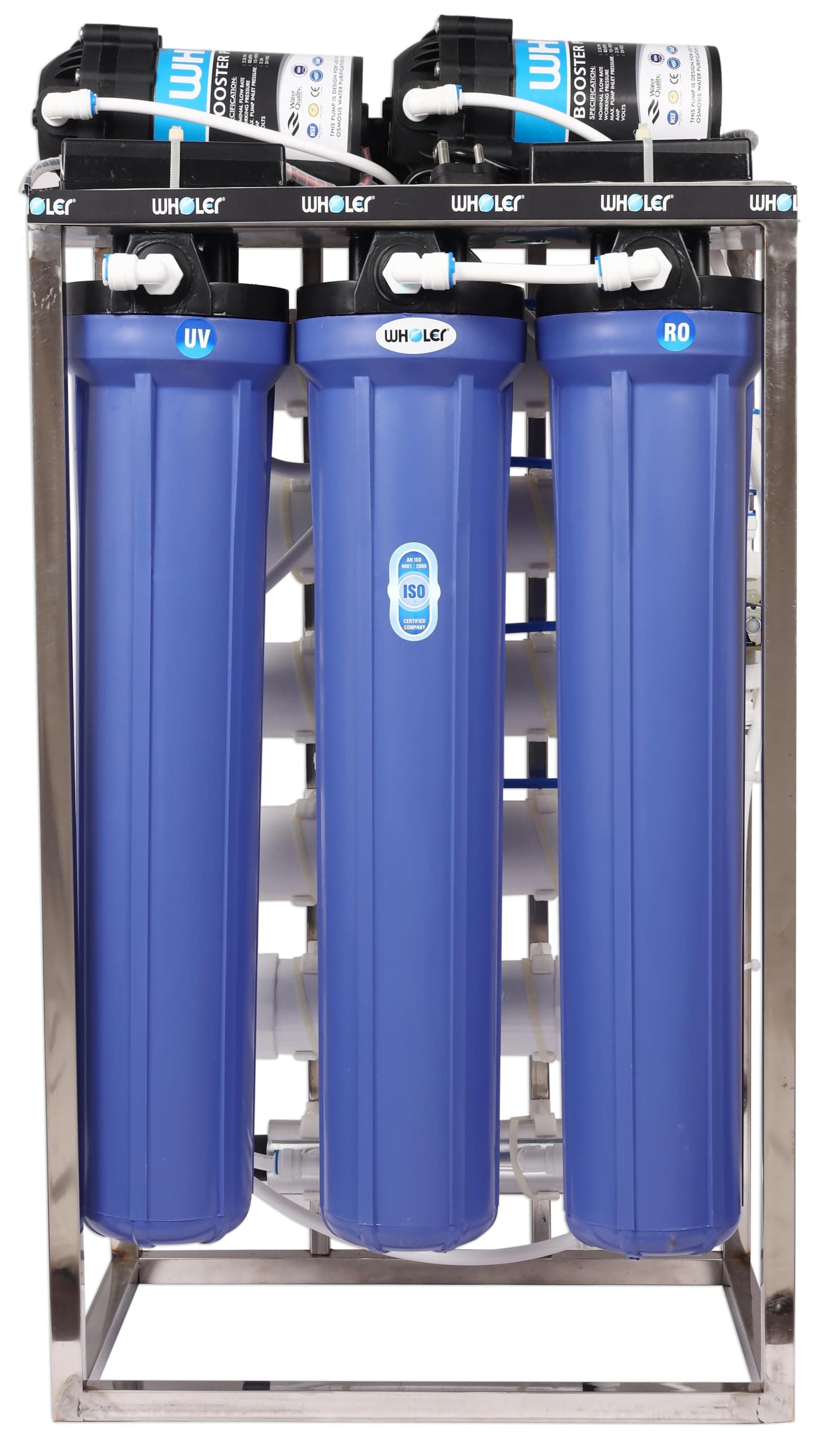 WHOLER 50 lph Commercial RO Water Purifier with TDS Adjustable Full Stainless Steel Body Works with all sources of water Plant 50liter (50LPH+RO+POST CARBON+ AUTO SHUT OFF)