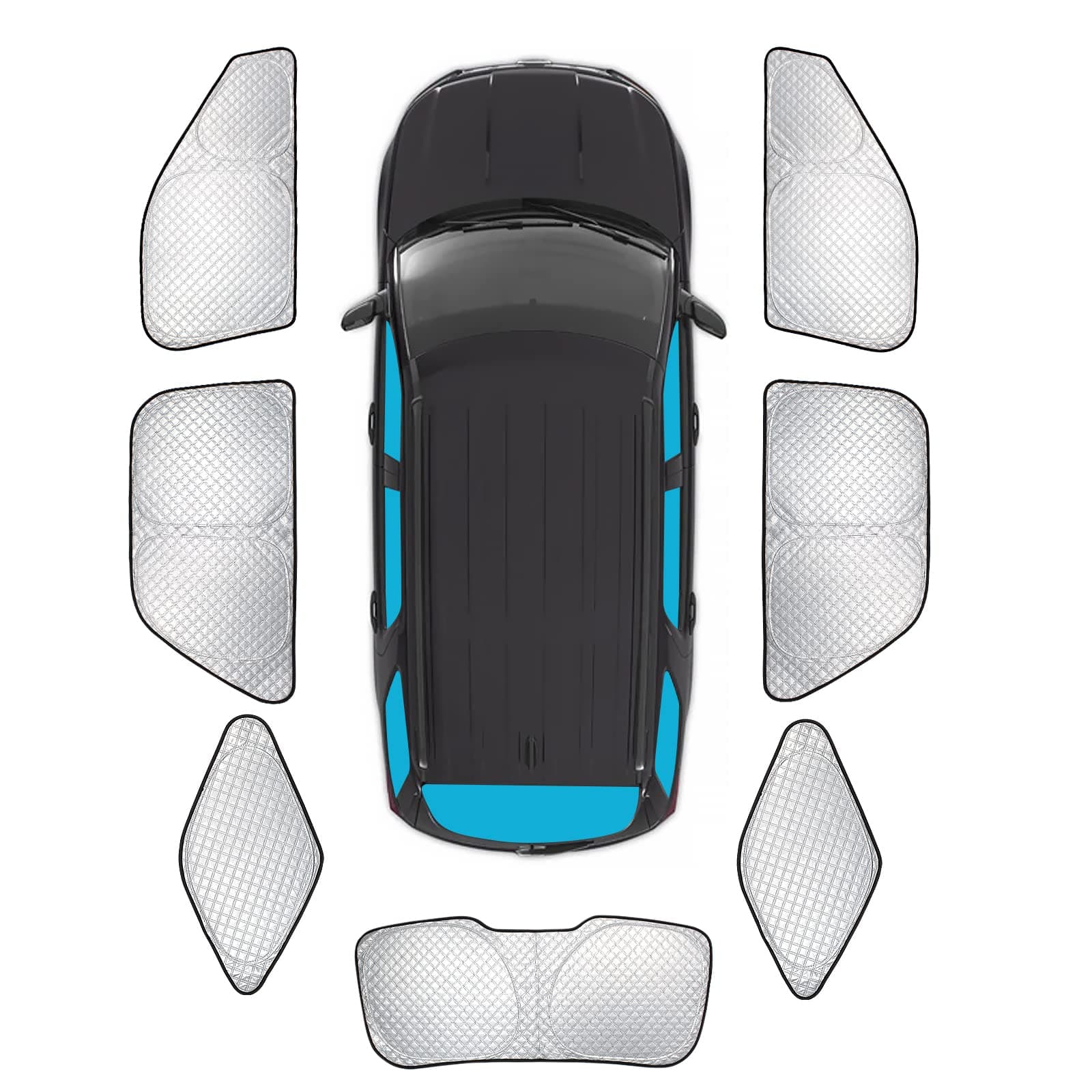 KMF 8pcs Full Window Sun Shades Custom Fit for Ford Explorer Accessories 2011-2019, Privacy Car Window Covers for Windshield Side Rear, Sun Visor UV Block and Blackout for Camping/Baby