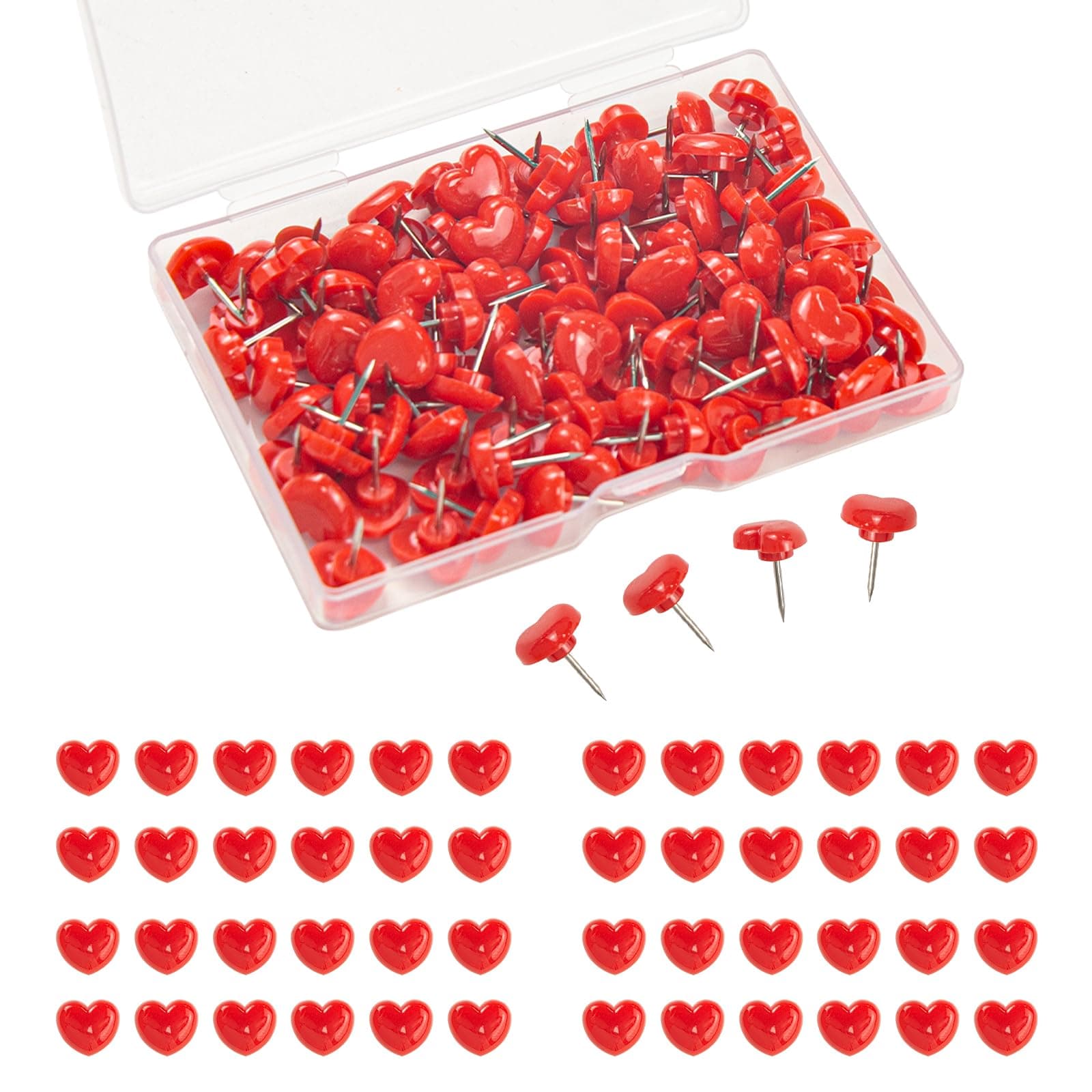 200pcs Push Pins for Cork Board,Tacks and Push Pins with Number,Map Pins Photo Thumb Tacks for Office School Wall Bulletin Board (Red)