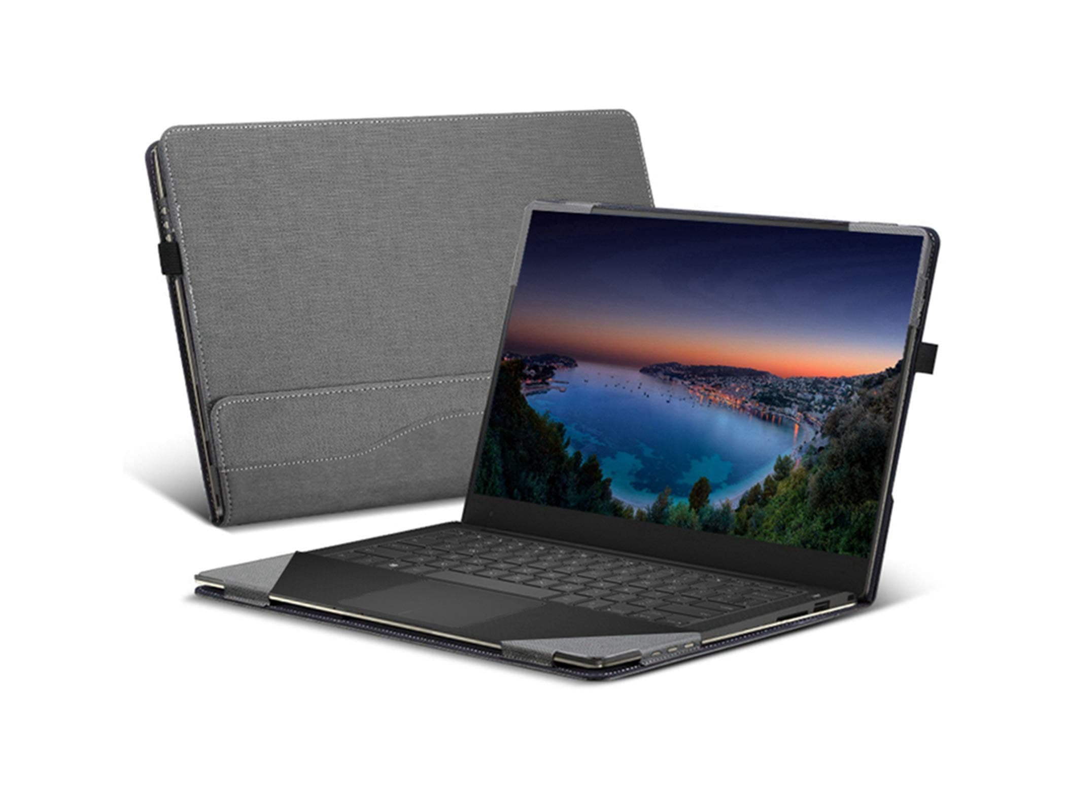 HeycaseCompatible with Hp Spectre X360 15.6 inch, PU Leather Folio Stand Hard Shell Compatible for Hp Spectre x360 15t Touch/15-CH011NR/CH012NR/BL000 Series 15" Case(NOT FIT AP000 Series),Grey