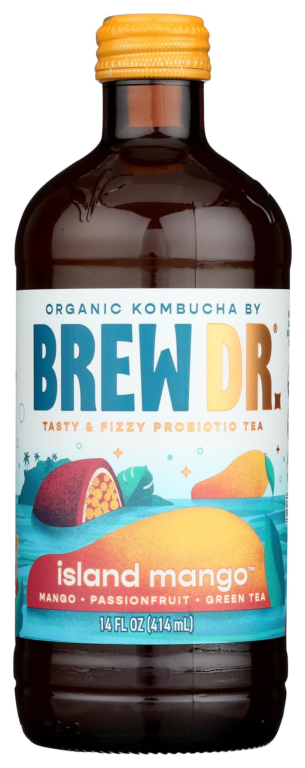 BREW DR Organic Island Mango Kombucha, 14 FZ
