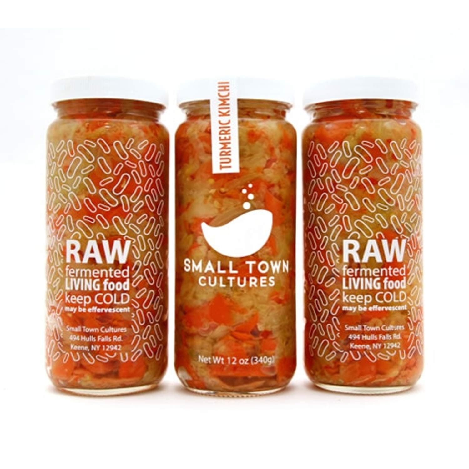 Fresh Turmeric Kimchi | Fermented Gluten-Free Organically Sourced 3 12oz Jars