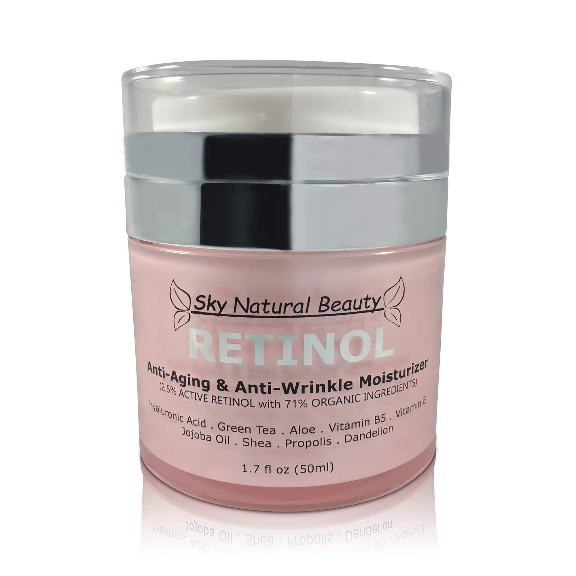 Retinol Anti-Aging & Anti-Wrinkle Moisturizer Cream for Face and Eye Area - With 2.5% Retinol, Hyaluronic Acid, Vitamin E & B5, Best Day and Night, Whole-Food, Anti-Wrinkle, Anti-Aging Cream, 1.7 Oz