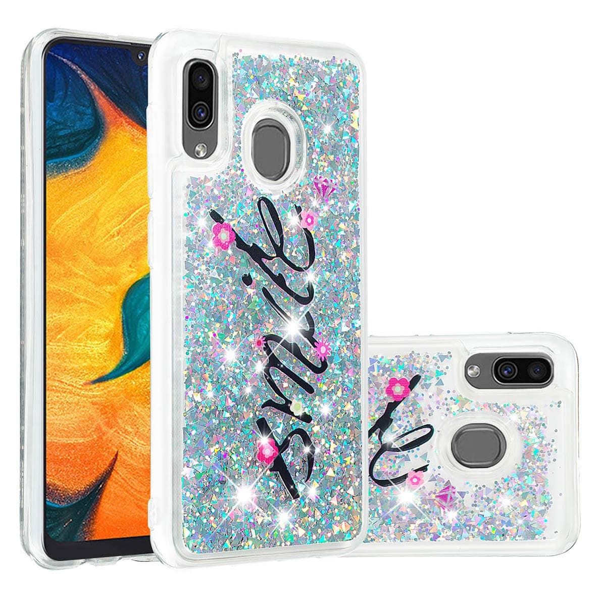 SHUYIT Samsung Galaxy A30 / A20 Phone Case Luxury Liquid Case Cute Heart bling Glitter Sparkle Floating Quicksand Shockproof Protective Cover Soft Silicone TPU Case for Samsung Galaxy A30 / A20