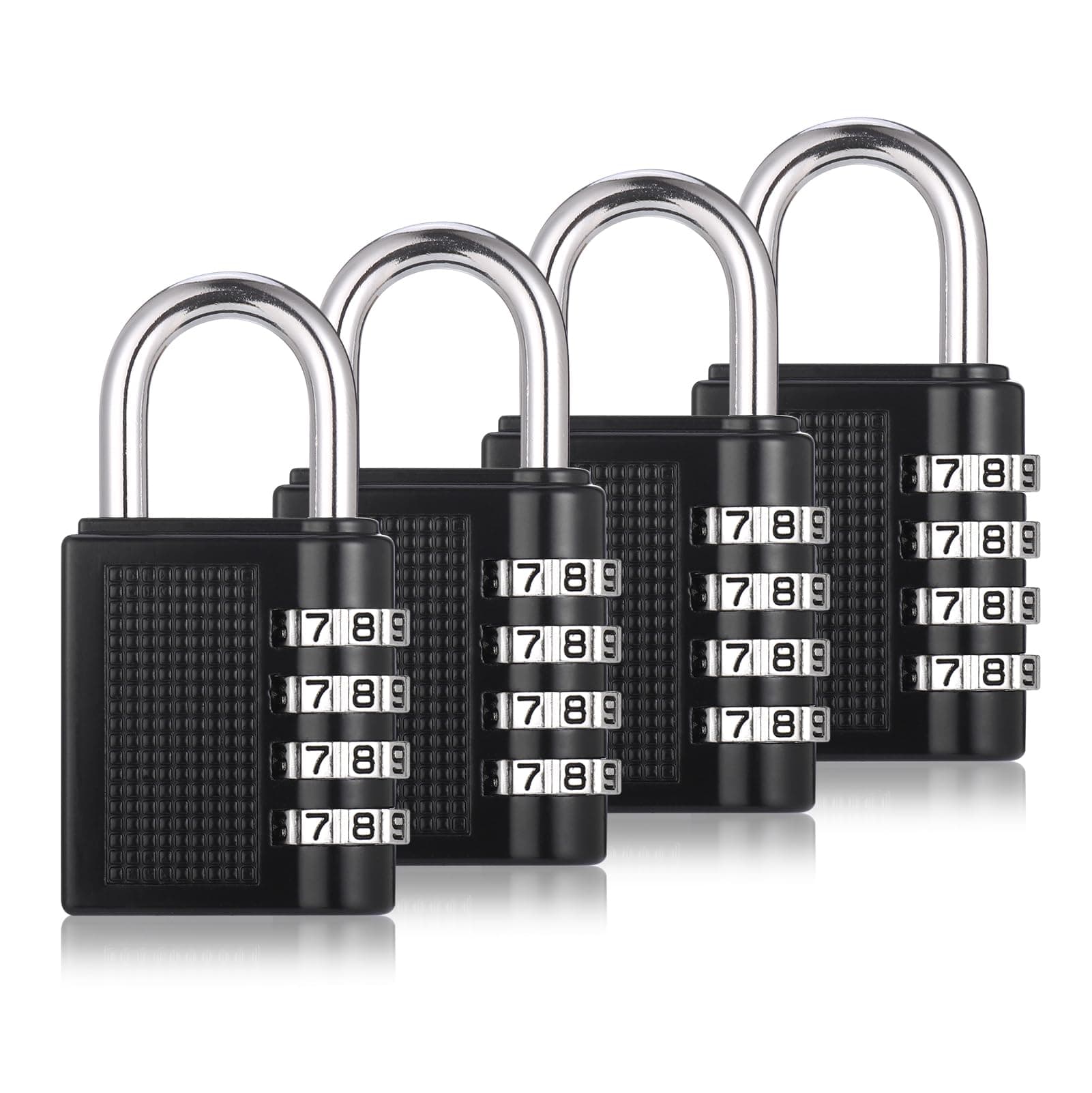 – 4 Pcs Combination Padlock, Heavy Duty Metal Padlock for Gym Locker, Padlocks with Code, Gym Padlock, Locker Padlocks, Waterproof Combination Lock for Locker Outdoor Gate Shed (Black)