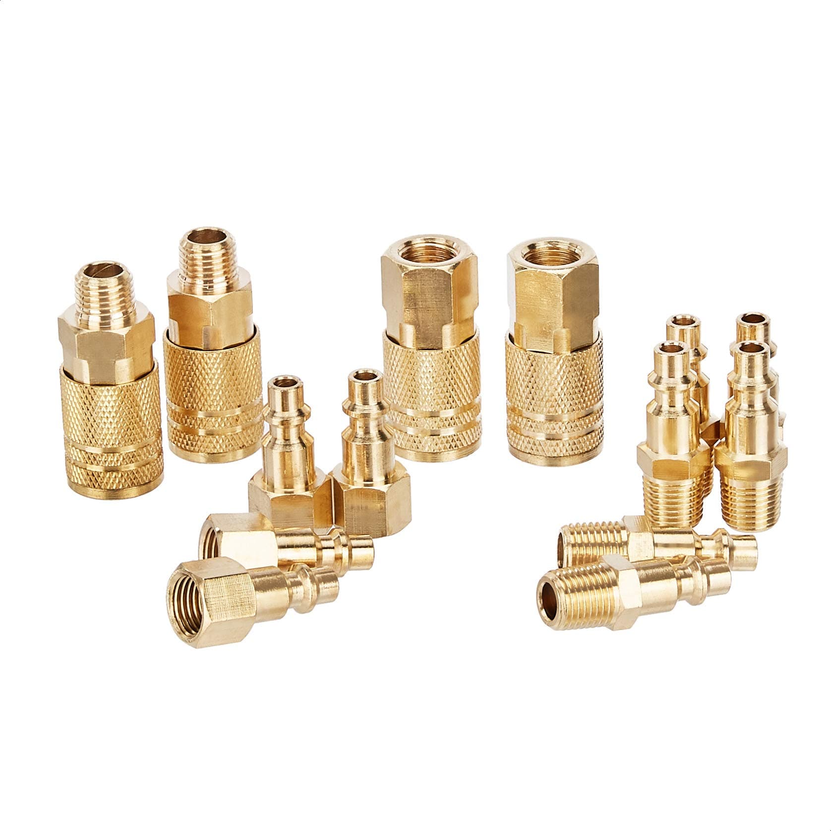 Quick Connect Brass Air Coupler and Plug Kit, 1/4-Inch NPT Fittings, Air Compressor Accessories, 14 Count