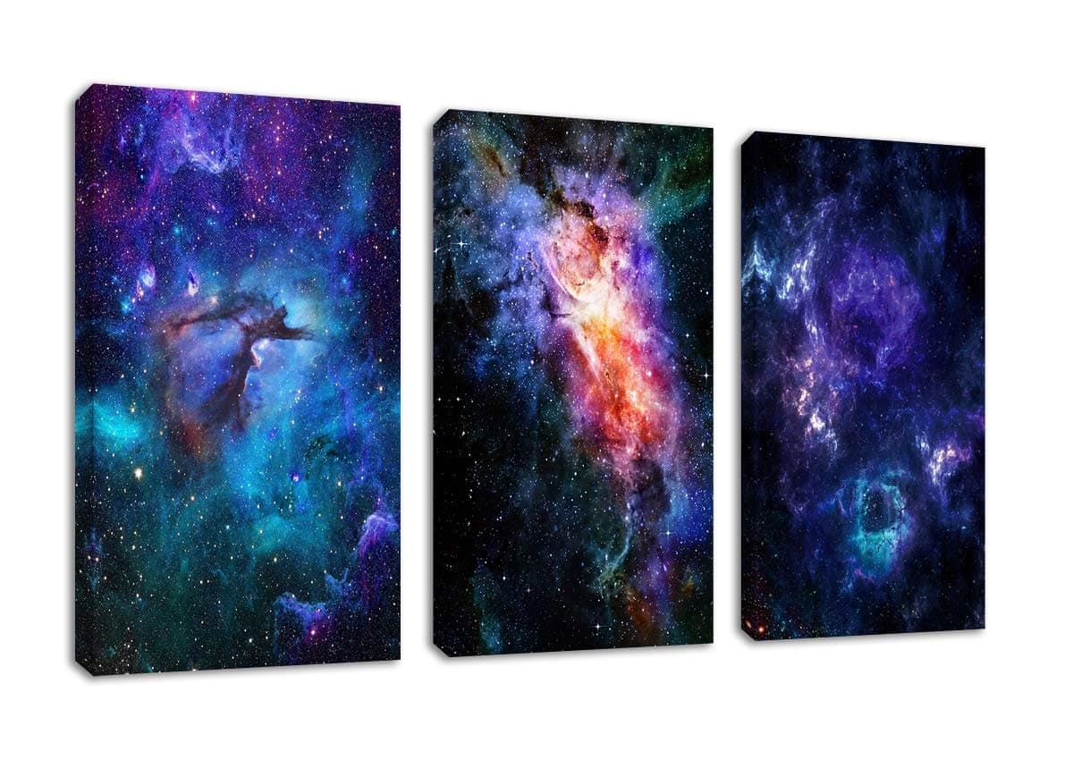 arteWOODS Canvas Wall Art Outer Space Fantastic Artwork Nebula Galaxy Canvas Art Contemporary Artwork Picture Prints for Home Wall Decor 16" x 24" x 3 Panels