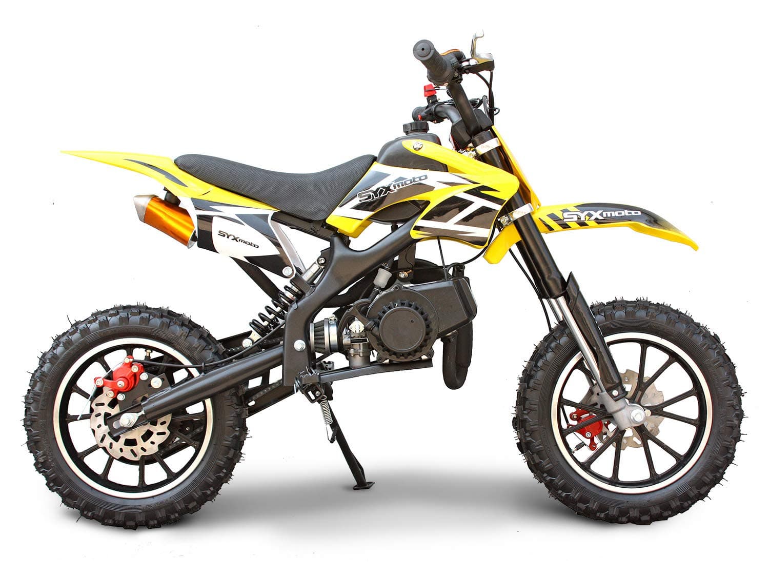 SYX MOTO Kids Mini Dirt Bike Gas Power 2-Stroke 50cc Motorcycle Holeshot Off Road Motorcycle Holeshot Pit Bike, Yellow, Pull Start Version