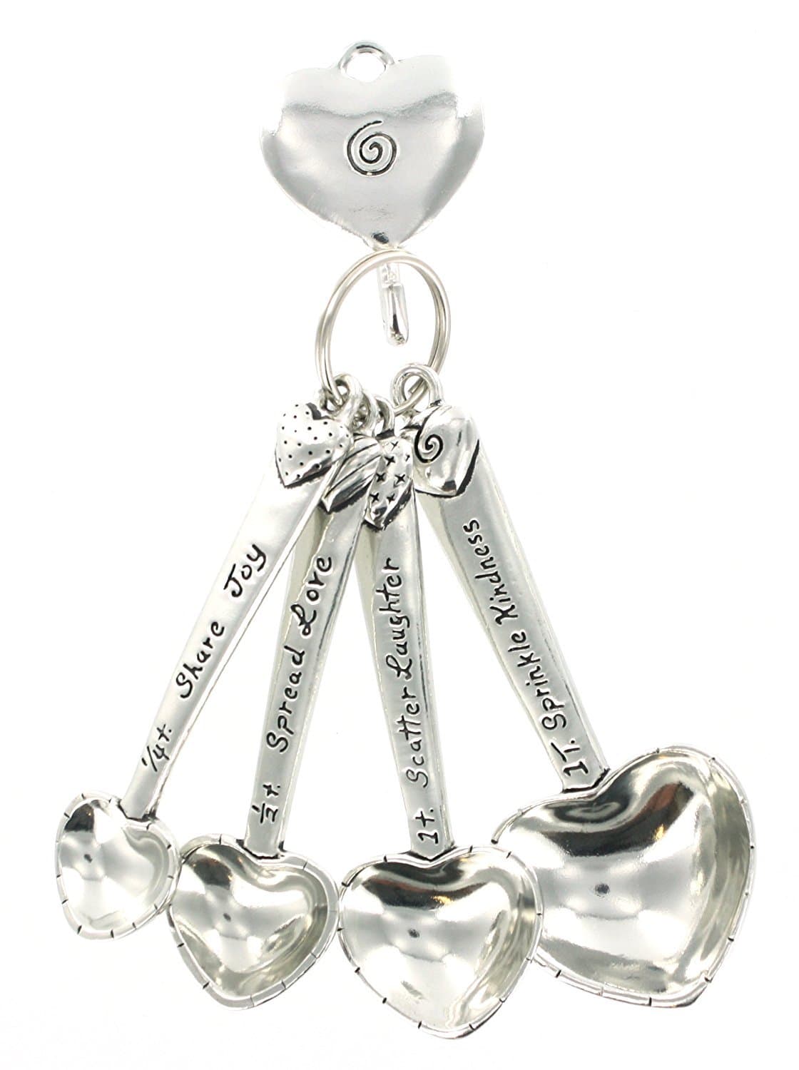 Pewter Heart Measuring Spoons w/Hook