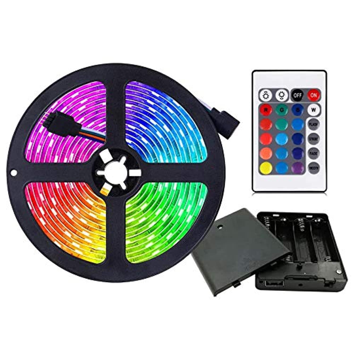 Battery Powered LED Strip Lights, 9.8ft 24-Keys Remote Controlled, DIY Indoor and Outdoor Decoration. (1)