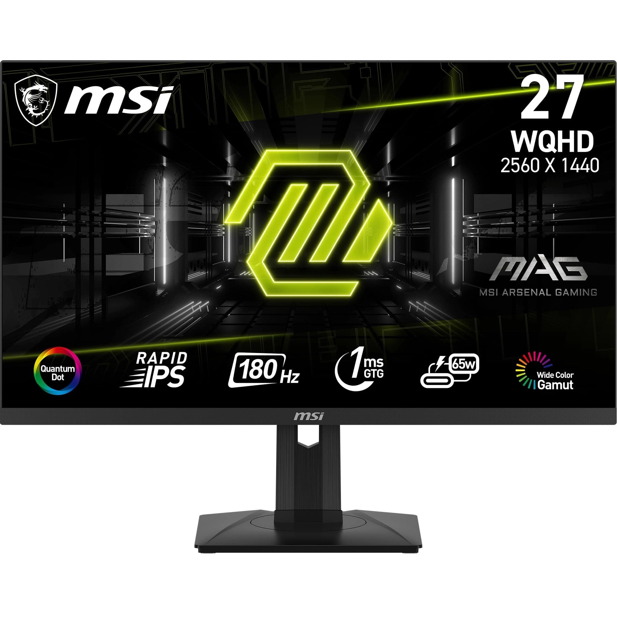MSI MAG 274QRF QD E2 27 Inch WQHD Gaming Monitor - 2560 x 1440 Rapid IPS Quantum Dot Panel, 180 Hz - 1ms, 120percentage sRGB Colour Gamut, DisplayHDR 400 - DP 14a, HDMI 20b, USB Type-C