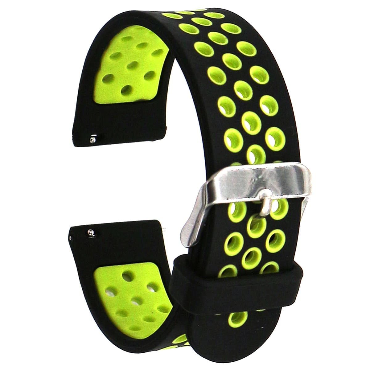 ElespotoElespoto 20mm Universal Smart Watch Bands, 20mm Quick Release Soft Silicone Watch Band Silicone Rubber Wrist Strap for Samsung (Black Green)