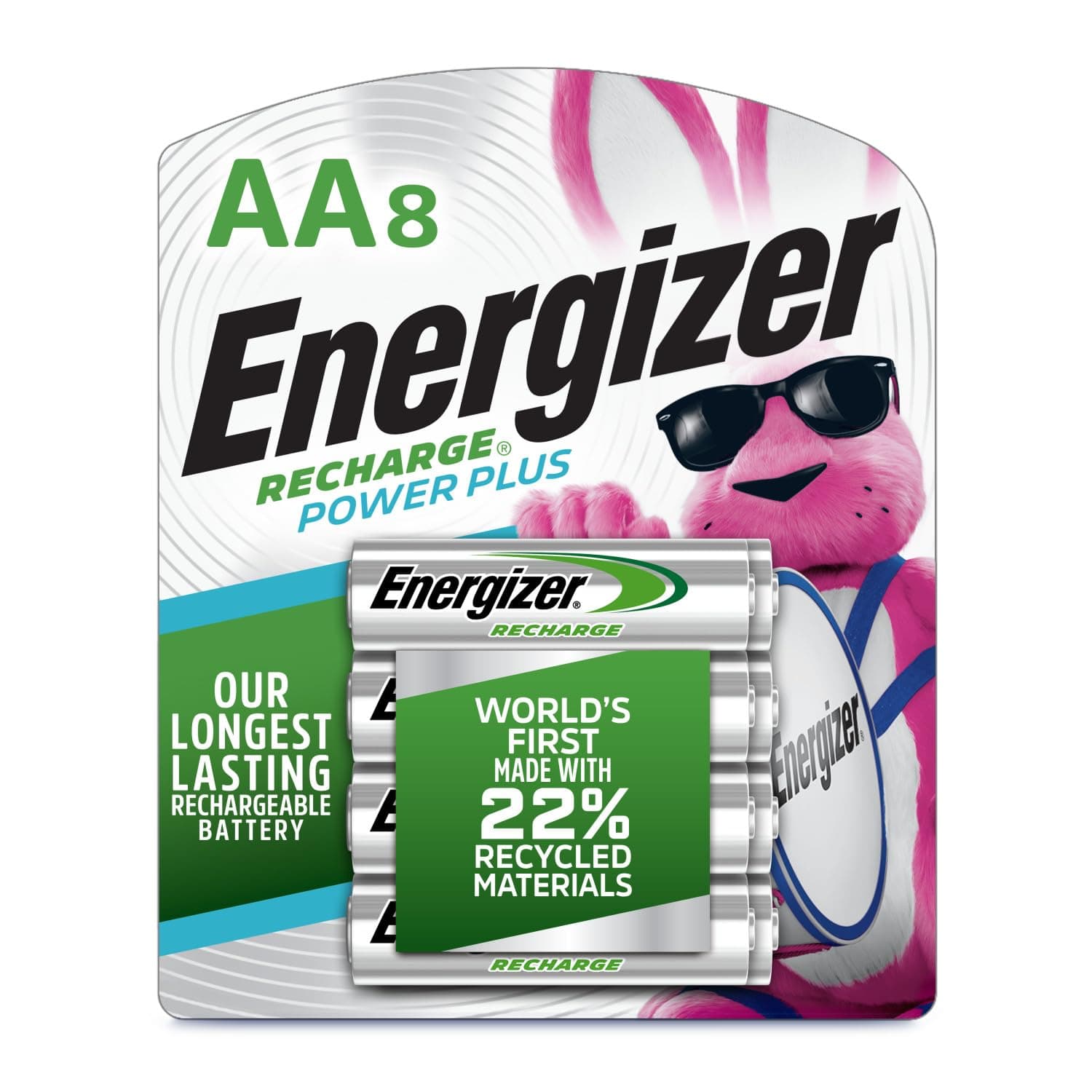 Energizer Recharge Power Plus AA 2300 mAh Rechargeable Batteries, Pre-Charged, 8 count