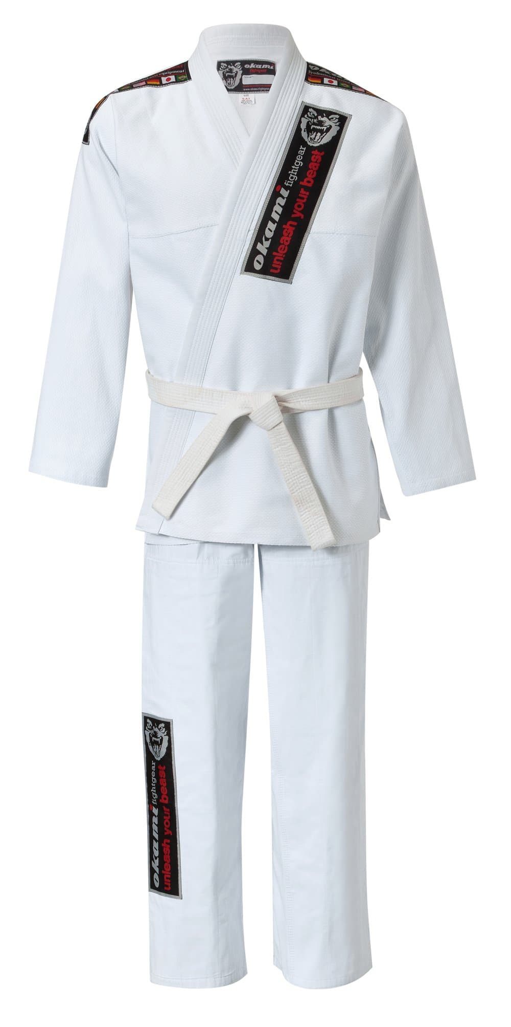 Okami Fight Gear Fighter Brazilian Jiu Jitsu Gi - White, Size A1