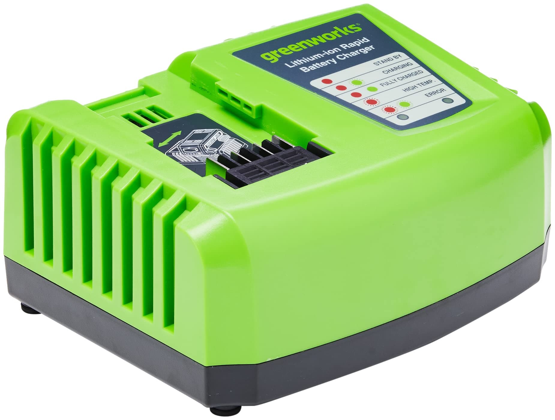 Greenworks Tools Battery Fast Charger G40UC4 (Li-Ion 40 V 4 A 30 min Charging Time with 2 Ah Battery Suitable for All Devices and Batteries of the 40 V Greenworks Tools Series)