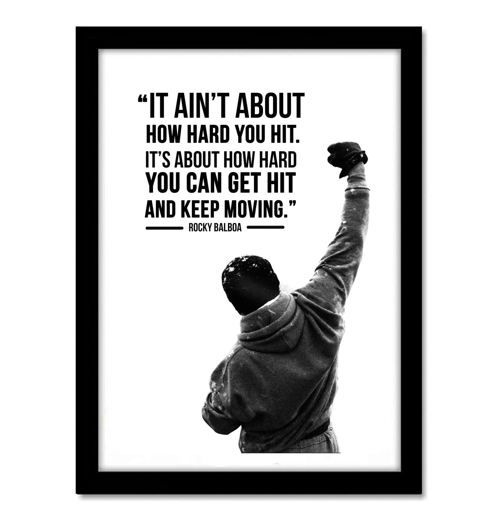 - GRAY WALL Acrylic Glass Sylvester Stallone Rocky Balbao Quote Framed Poster, Multicolor For Room & Office (10 Inch X 13 Inch)