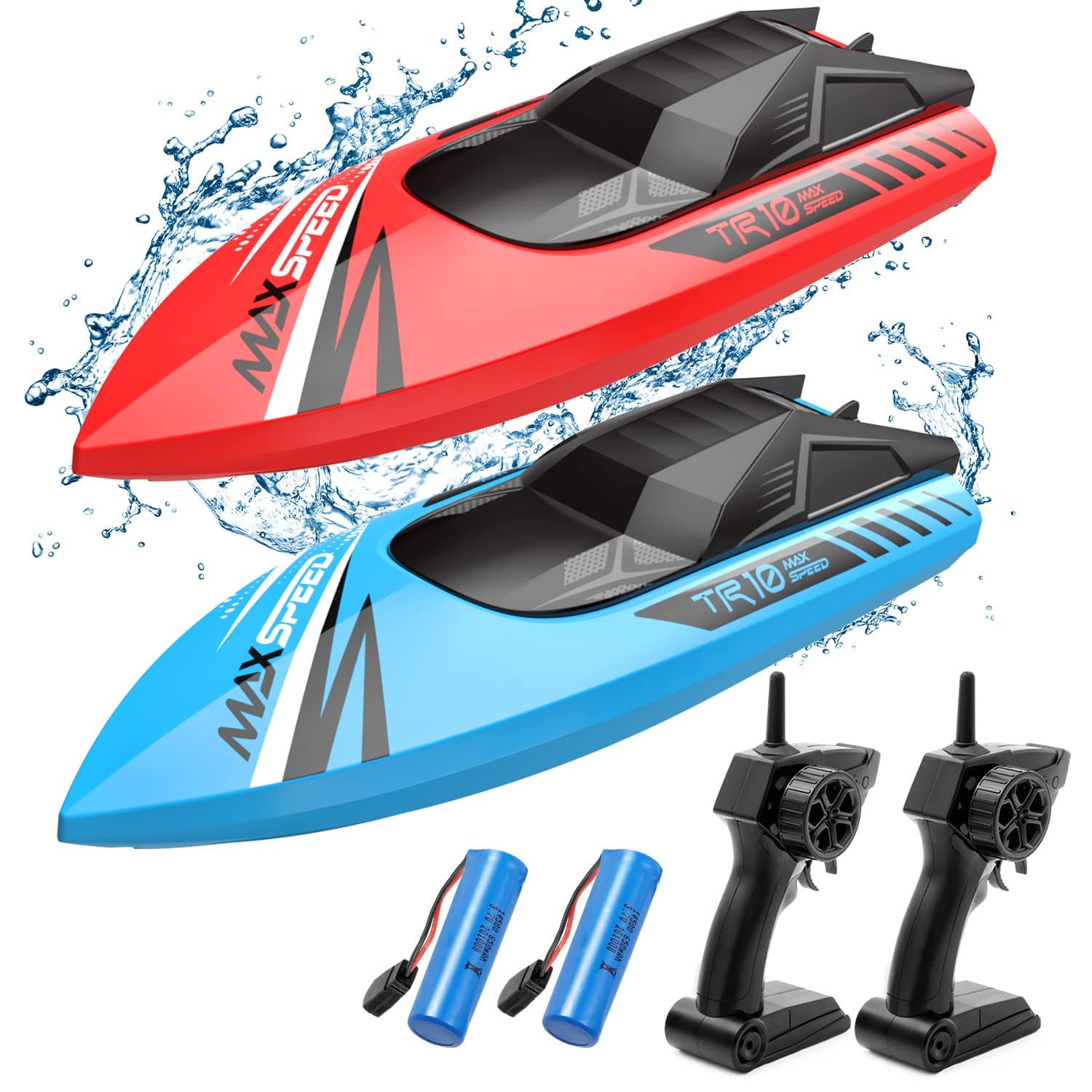 Remote Control Boat Kids, 2Pack RC Boats for Boys&Girls,Toy Pools Lakes River Water Play with 2.4GHz, 15+KMH, Whole Body Waterproof,Rechargeable Battery,Low Battery Alarm,Long Time