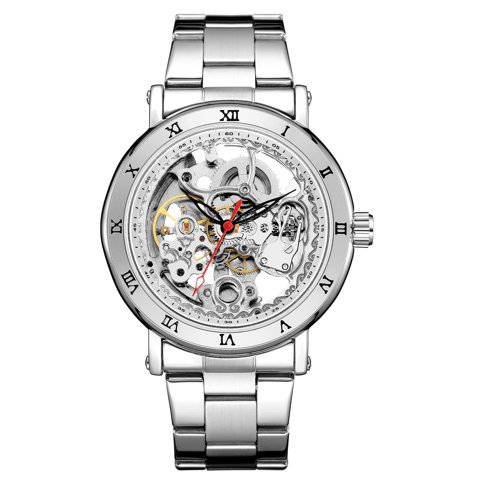 Wristwatch Mechanical Men Carving Skeleton Auto self-Wind Watches Transparent
