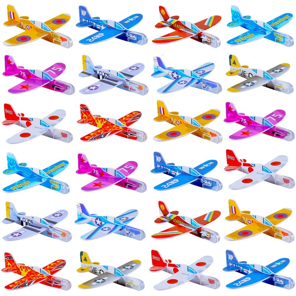 Manmel 50 Pcs Foam Gliders Planes Toys for Kids, Paper Airplane, Party Favors Goodie Bag Stuffers, Outdoor Flying Toys, Bulk for Classroom Prizes Boys and Girls