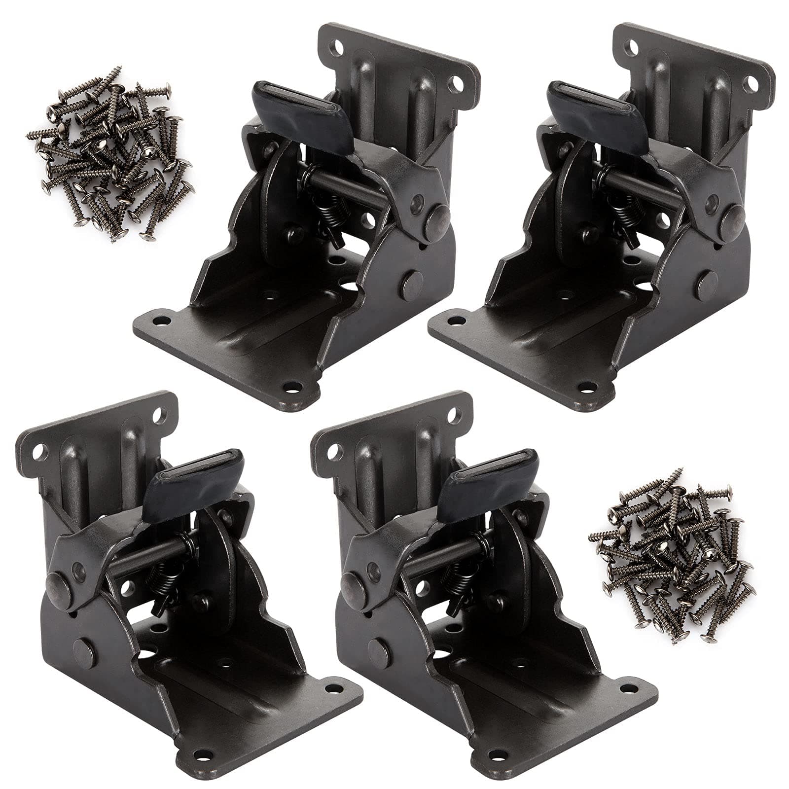 SENENQU 4PCS Folding Table Leg Brackets, 90 Degree Foldable Furniture Leg Hinges, Dark Bronze