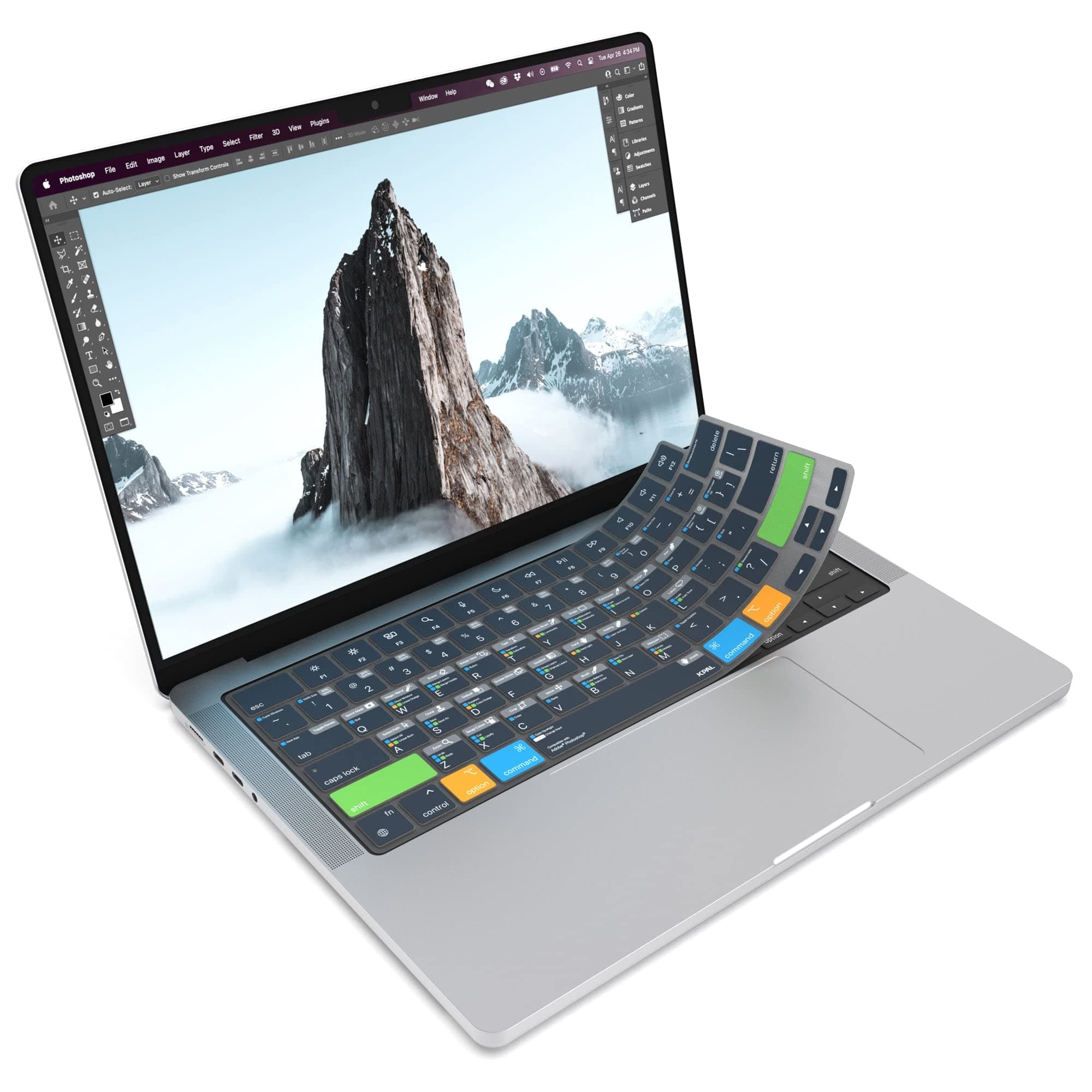 JCPal Adobe Photoshop Shortcut Guide Keyboard Cover for Apple MacBook Pro 14 inch / 16 inch (M1–M5), MacBook Air 13 inch / 15 inch (M2–M5) and MacBook Neo (US–Layout)